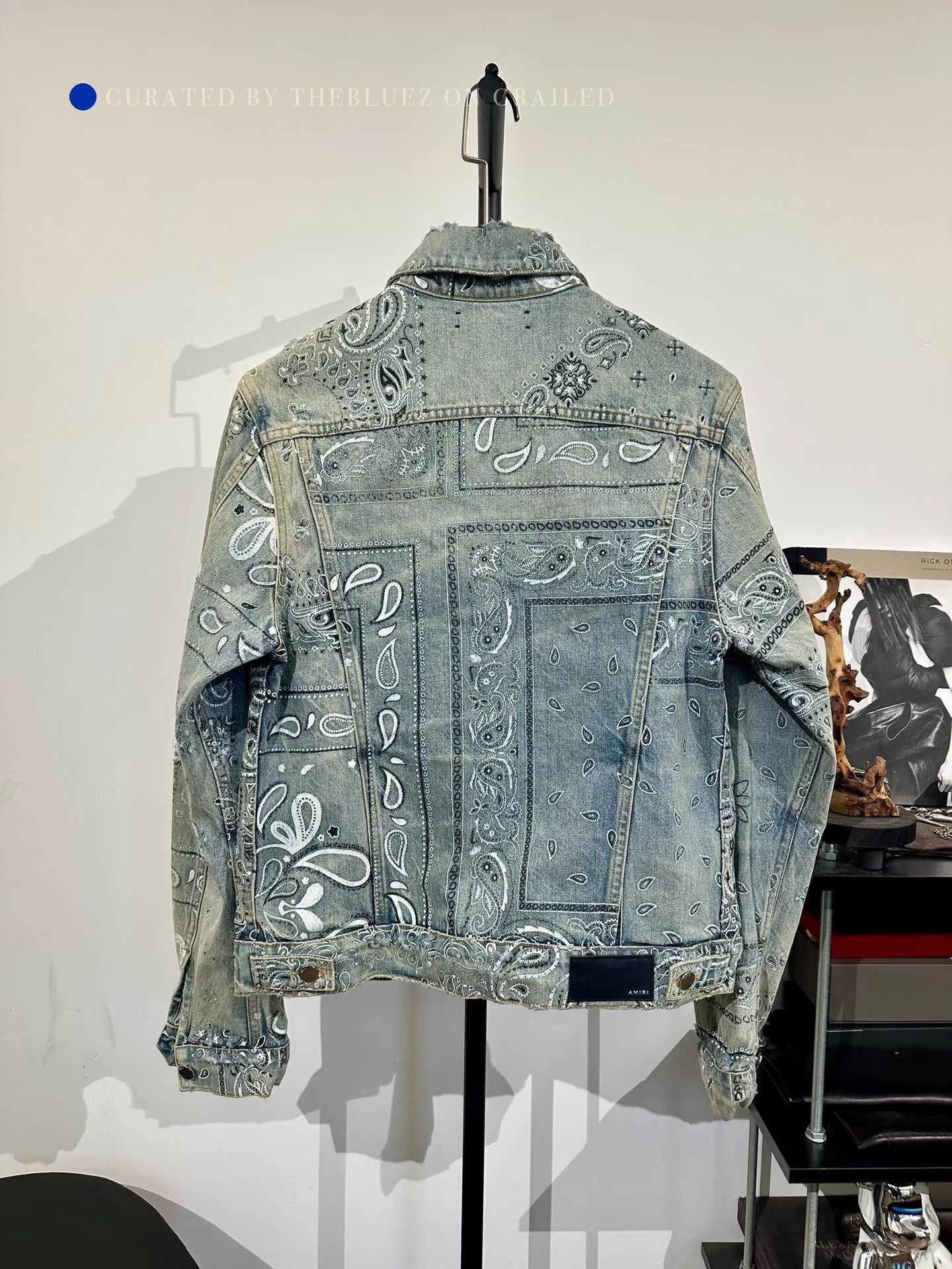 Amiri Blue Denim Jacket with Paisley Embroidery, Size M Size US M / EU 48-50 / 2 - 2 Thumbnail