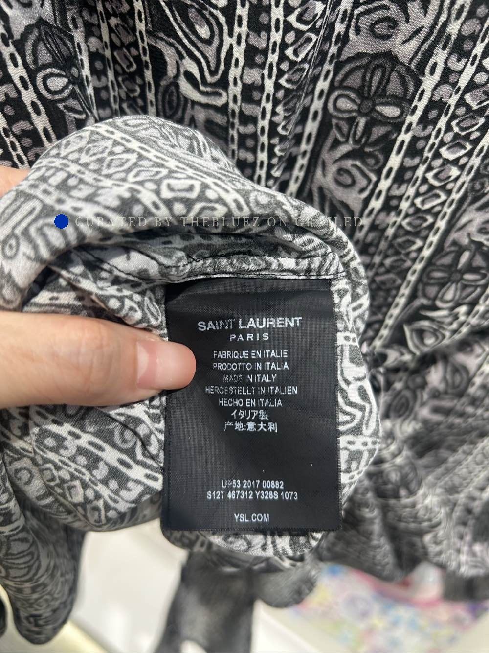 Saint Laurent Paris Gray Patterned Long Sleeve Button-Up Shirt Size US M / EU 48-50 / 2 - 4 Thumbnail