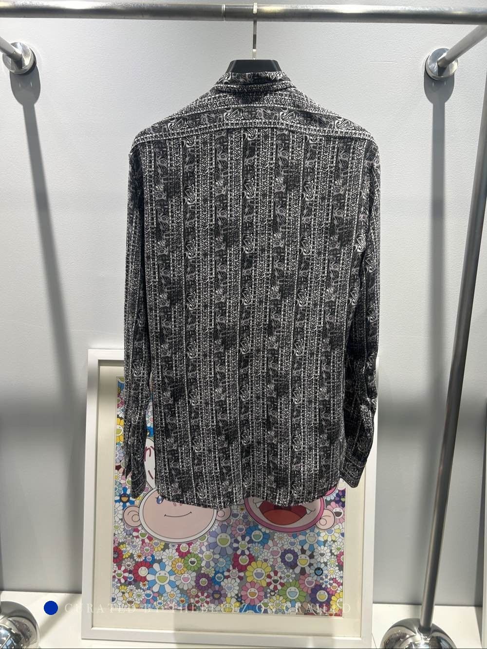 Saint Laurent Paris Gray Patterned Long Sleeve Button-Up Shirt Size US M / EU 48-50 / 2 - 2 Thumbnail