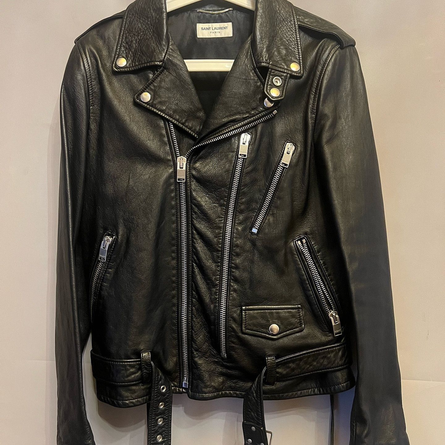 Saint Laurent Paris Black Leather Biker Jacket Size US M / EU 48-50 / 2 - 7 Thumbnail