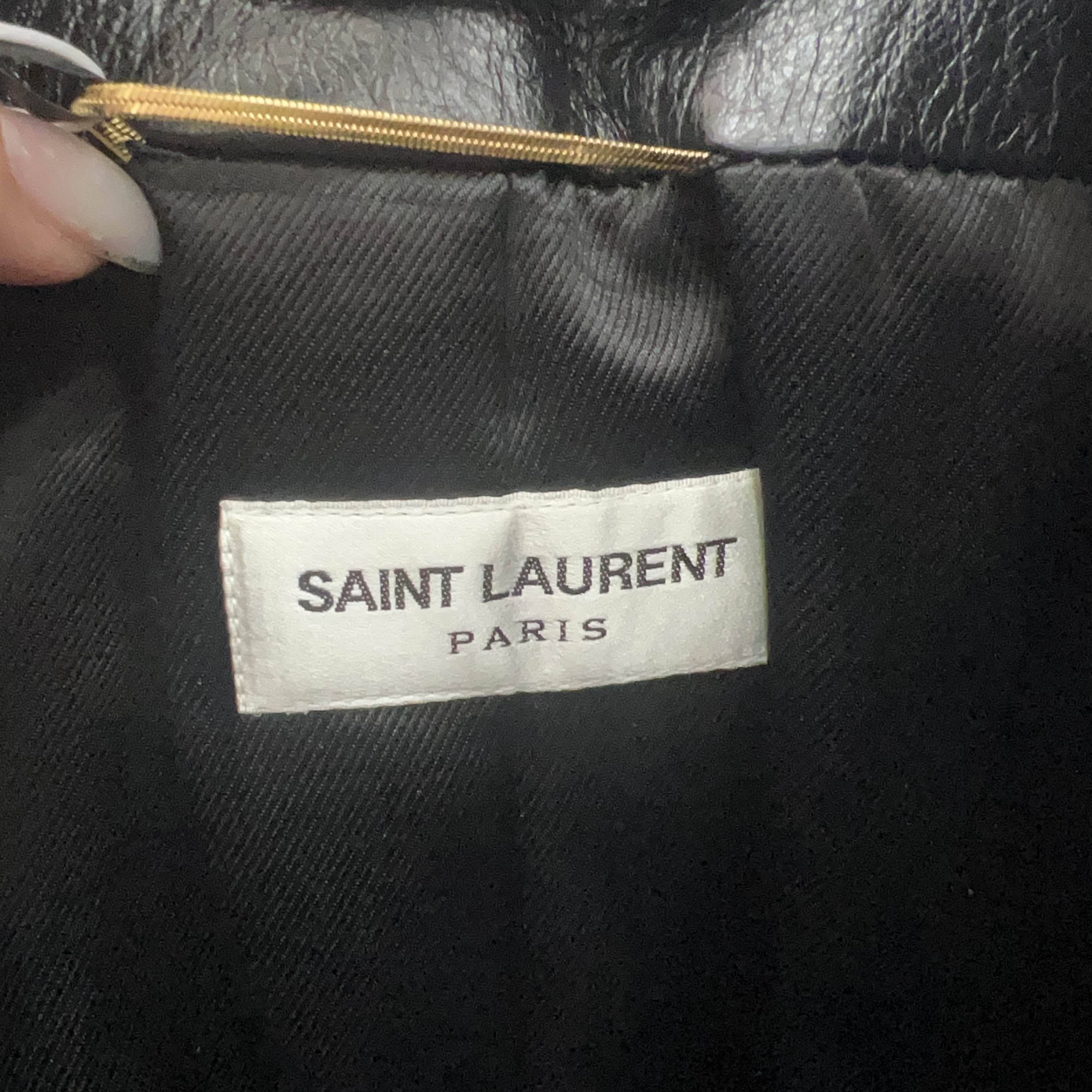 Saint Laurent Paris Black Leather Jacket with Shearling Collar Size US XXS / EU 40 - 3 Thumbnail
