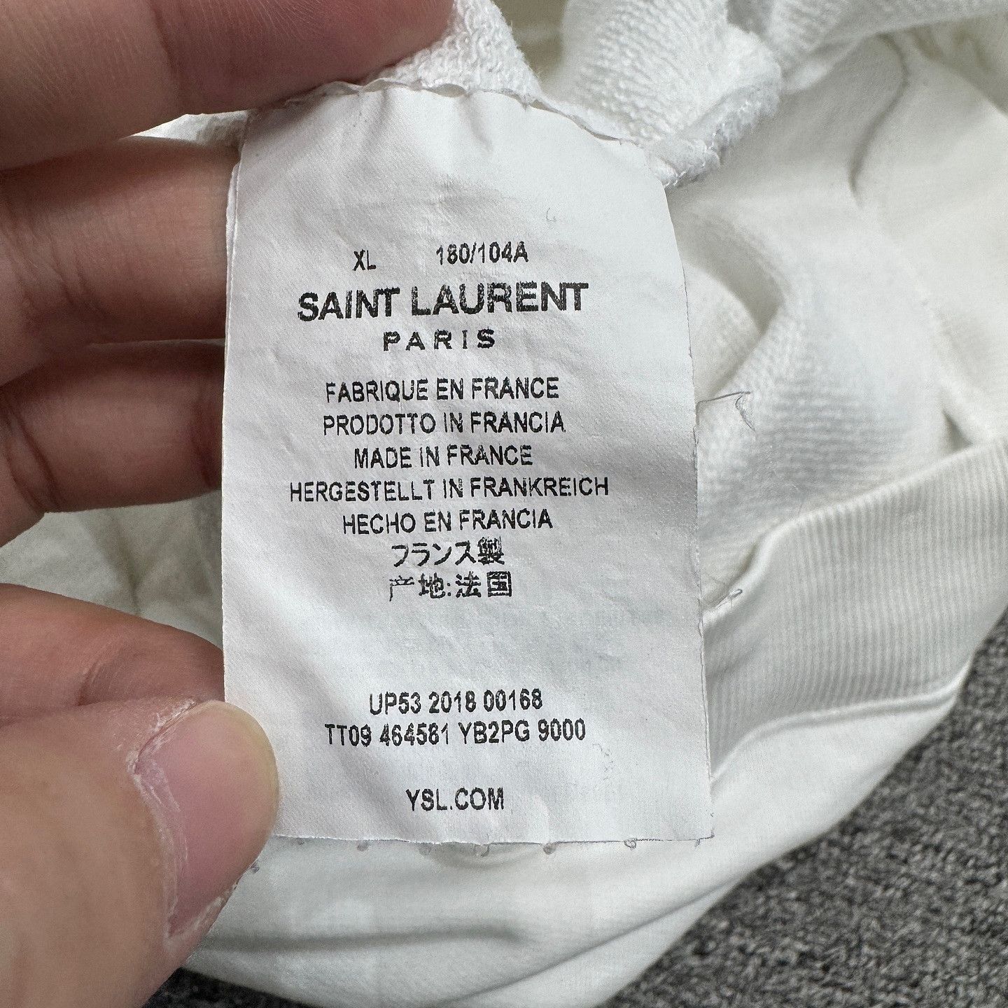 Saint Laurent Paris White Oversized Hoodie with Front Pocket - XL Size US XL / EU 56 / 4 - 4 Thumbnail