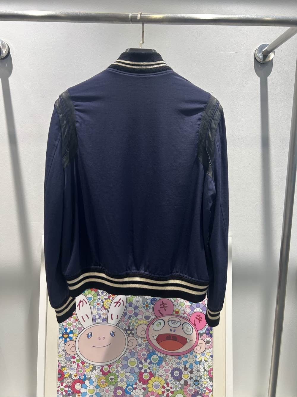 Saint Laurent Paris Blue Bomber Jacket with Leather Sleeves Size L Size US L / EU 52-54 / 3 - 2 Thumbnail