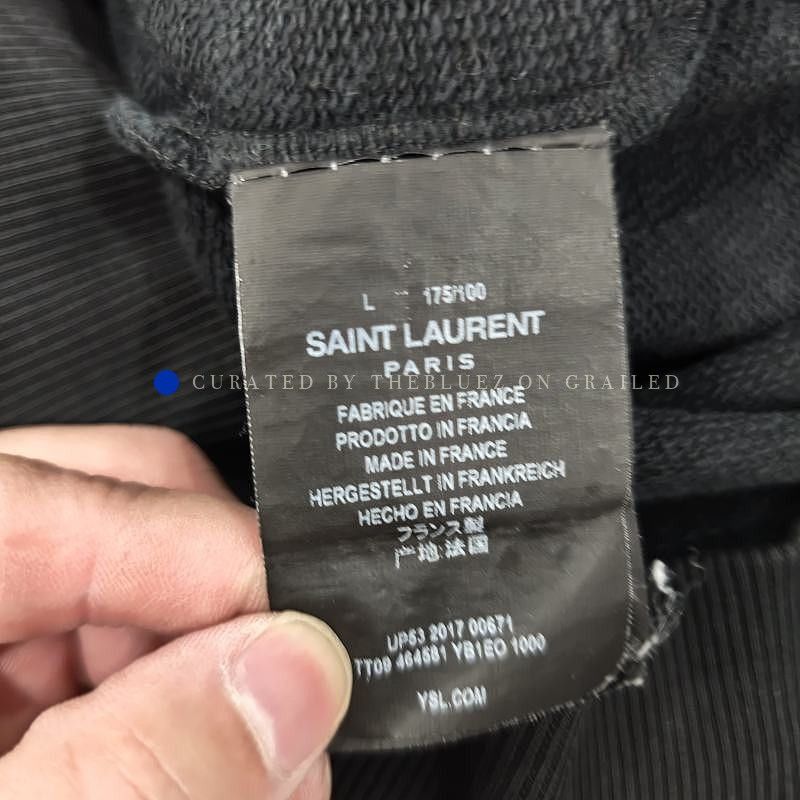 Saint Laurent Paris Black Hooded Sweatshirt with Drawstrings Size US L / EU 52-54 / 3 - 2 Thumbnail