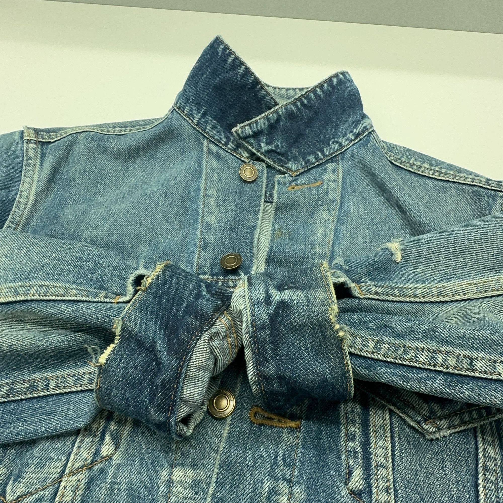 Saint Laurent Paris Blue Denim Jacket with Palm Tree Patch Size US S / EU 44-46 / 1 - 3 Thumbnail