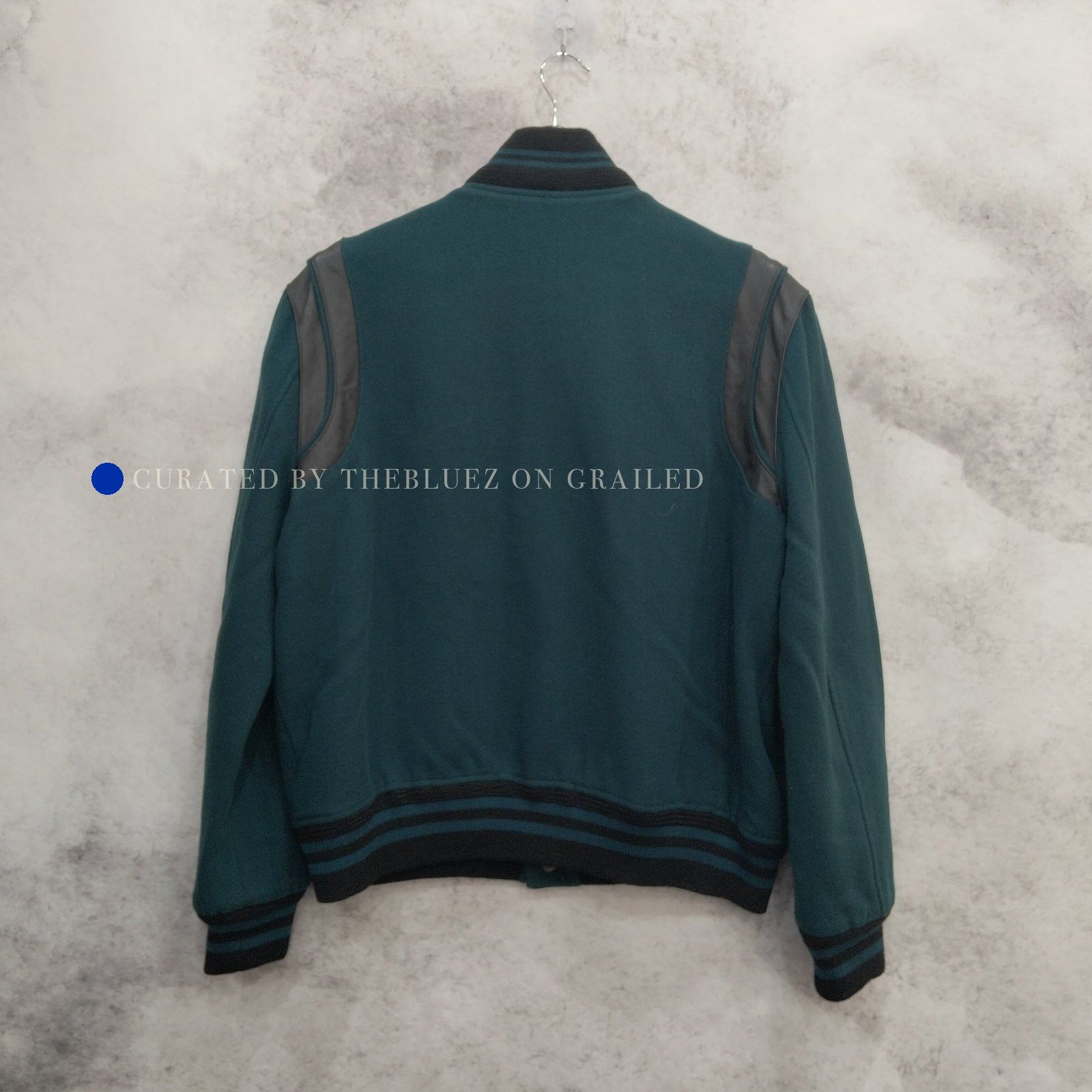 Saint Laurent Paris Green Bomber Jacket with Contrast Sleeves - Size L Size US L / EU 52-54 / 3 - 2 Thumbnail