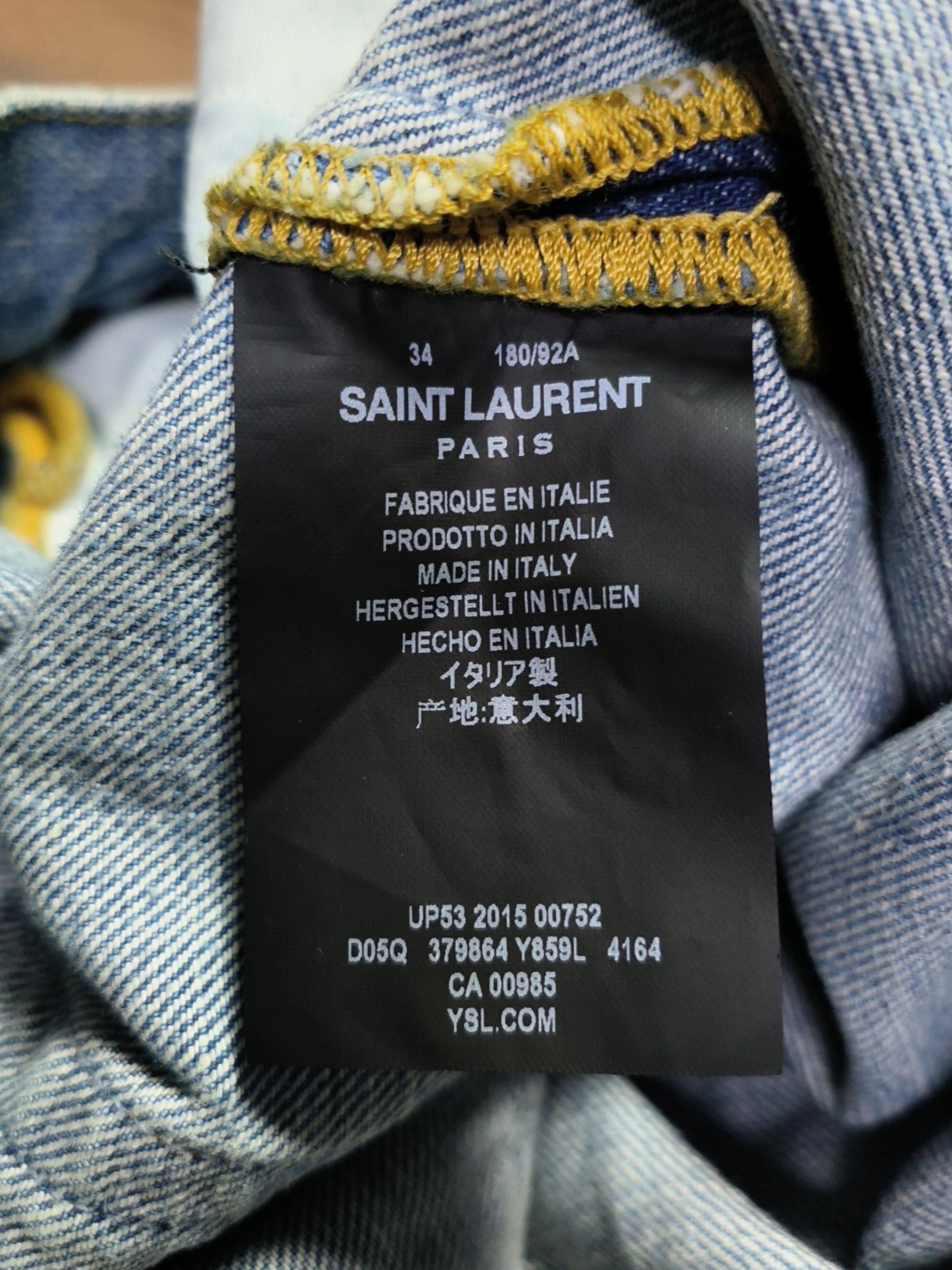 Saint Laurent Paris Blue Distressed Denim Jeans Size US 34 / EU 50 - 3 Thumbnail