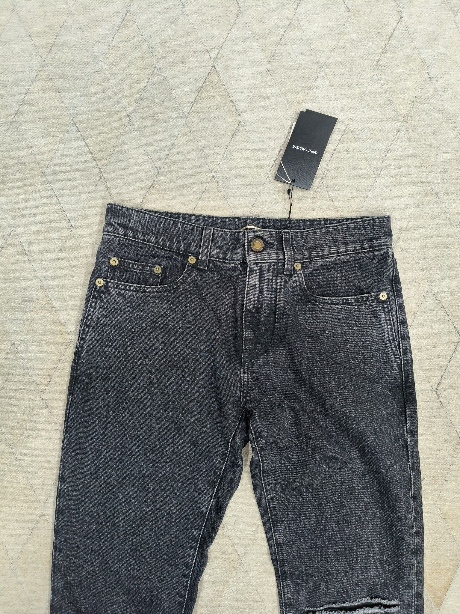 Saint Laurent Paris Black Ripped Denim Jeans Size 28 Size US 28 / EU 44 - 5 Thumbnail