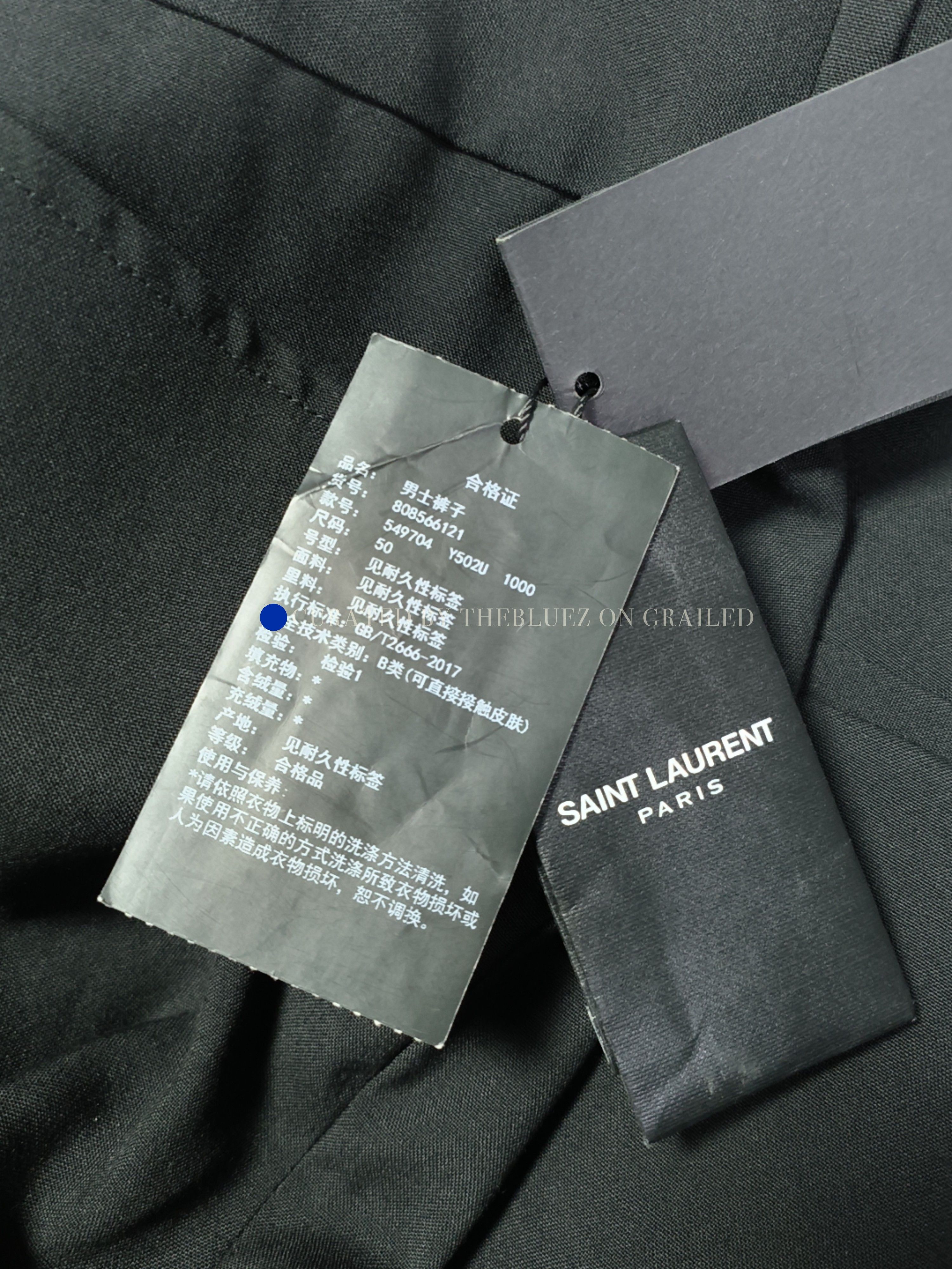 Saint Laurent Paris Black Straight-Leg Tailored Pants Size 34 Size US 34 / EU 50 - 2 Thumbnail