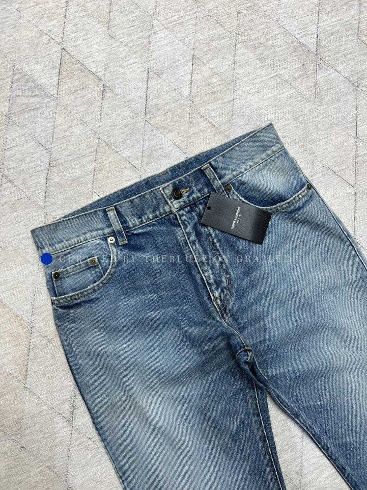 Saint Laurent Paris Blue Distressed Denim Jeans Size US 32 / EU 48 - 5 Thumbnail