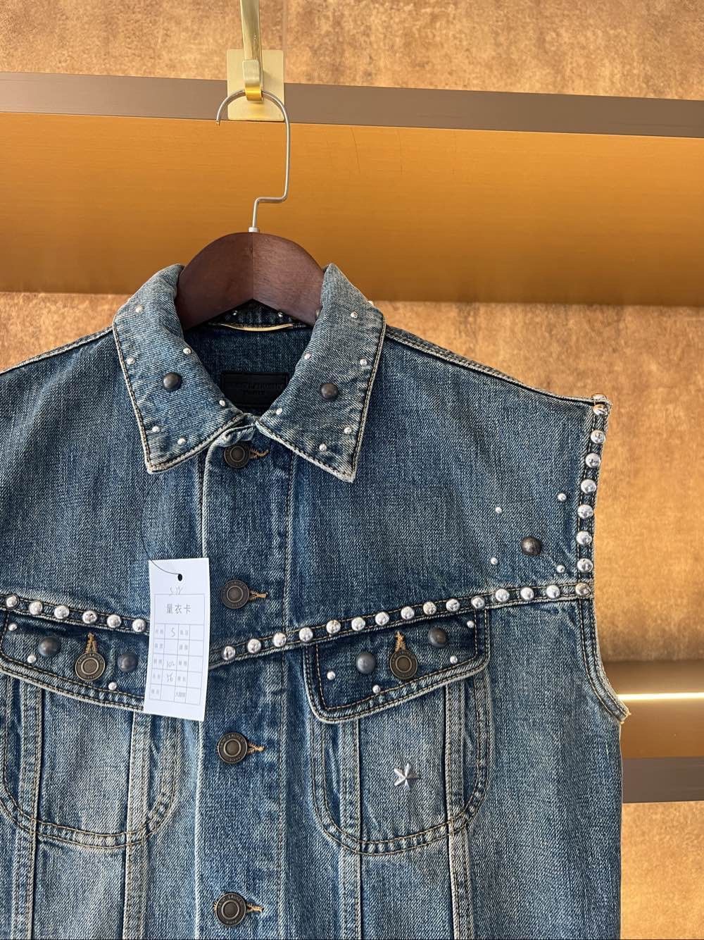 Saint Laurent Paris Blue Studded Denim Vest Size US S / EU 44-46 / 1 - 5 Thumbnail