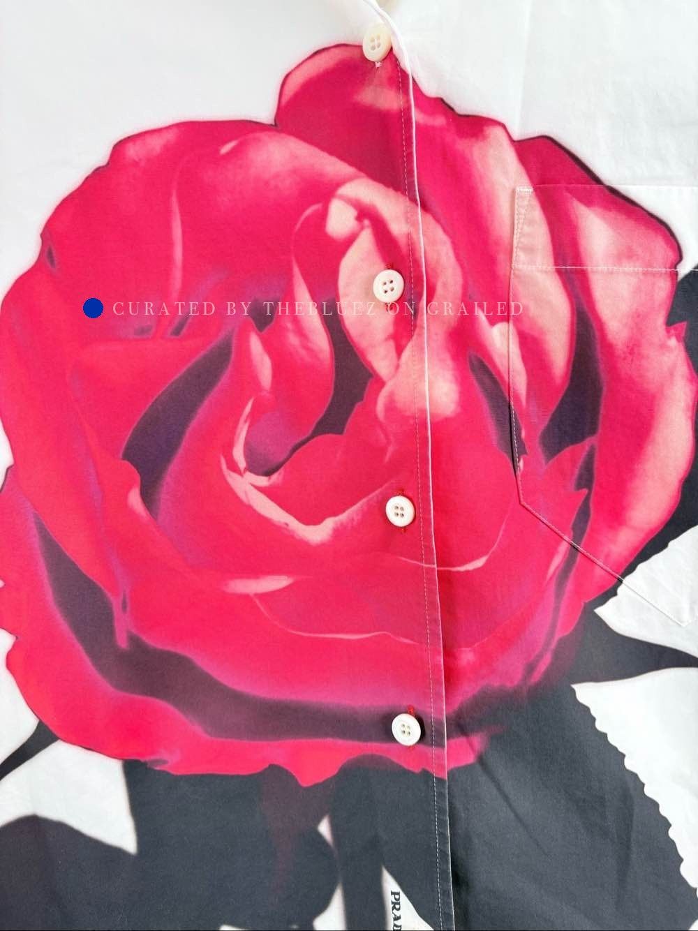 Prada White Long Sleeve Shirt with Red Rose Print - Size S Size US S / EU 44-46 / 1 - 5 Thumbnail
