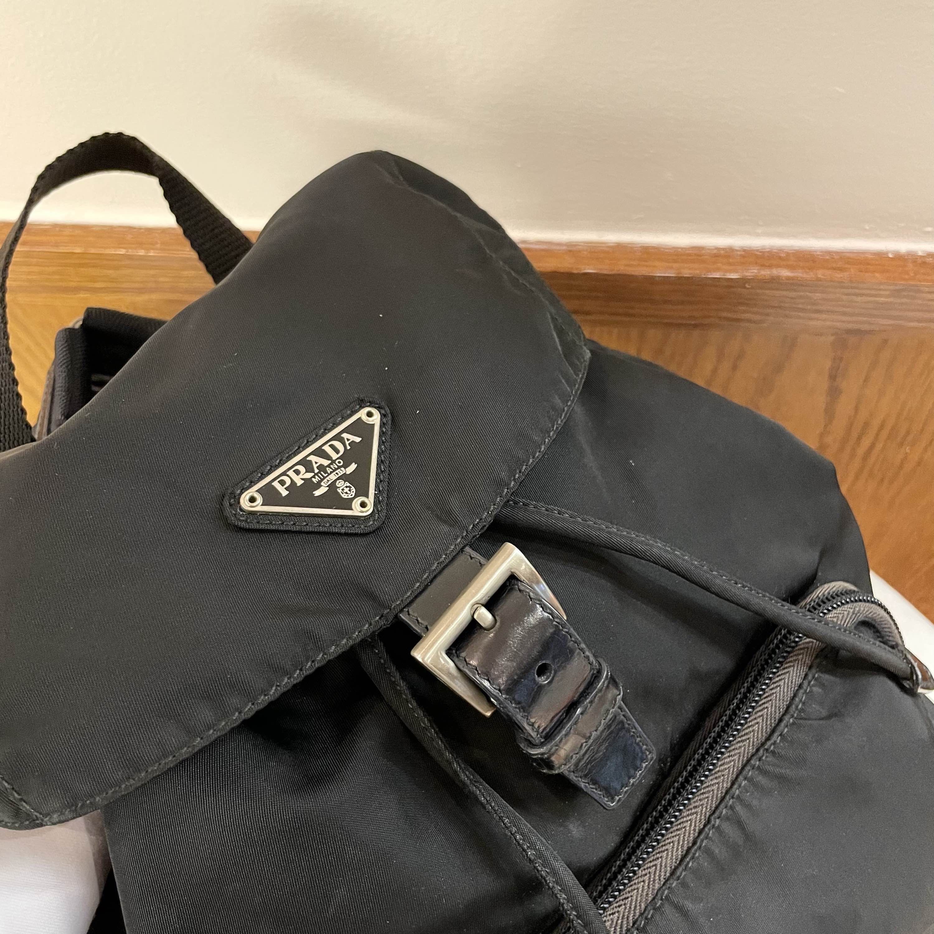 Prada Black Nylon Drawstring Backpack with Buckle Closure Size ONE SIZE - 16 Thumbnail