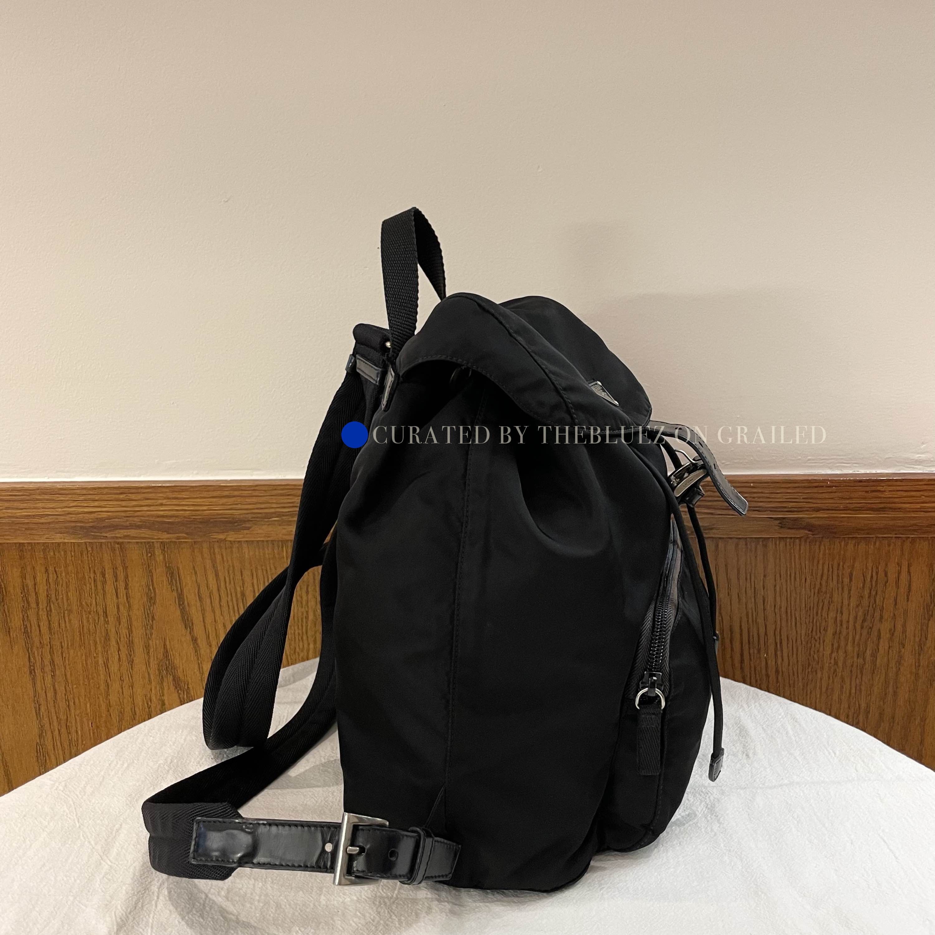 Prada Black Nylon Drawstring Backpack with Buckle Closure Size ONE SIZE - 19 Thumbnail
