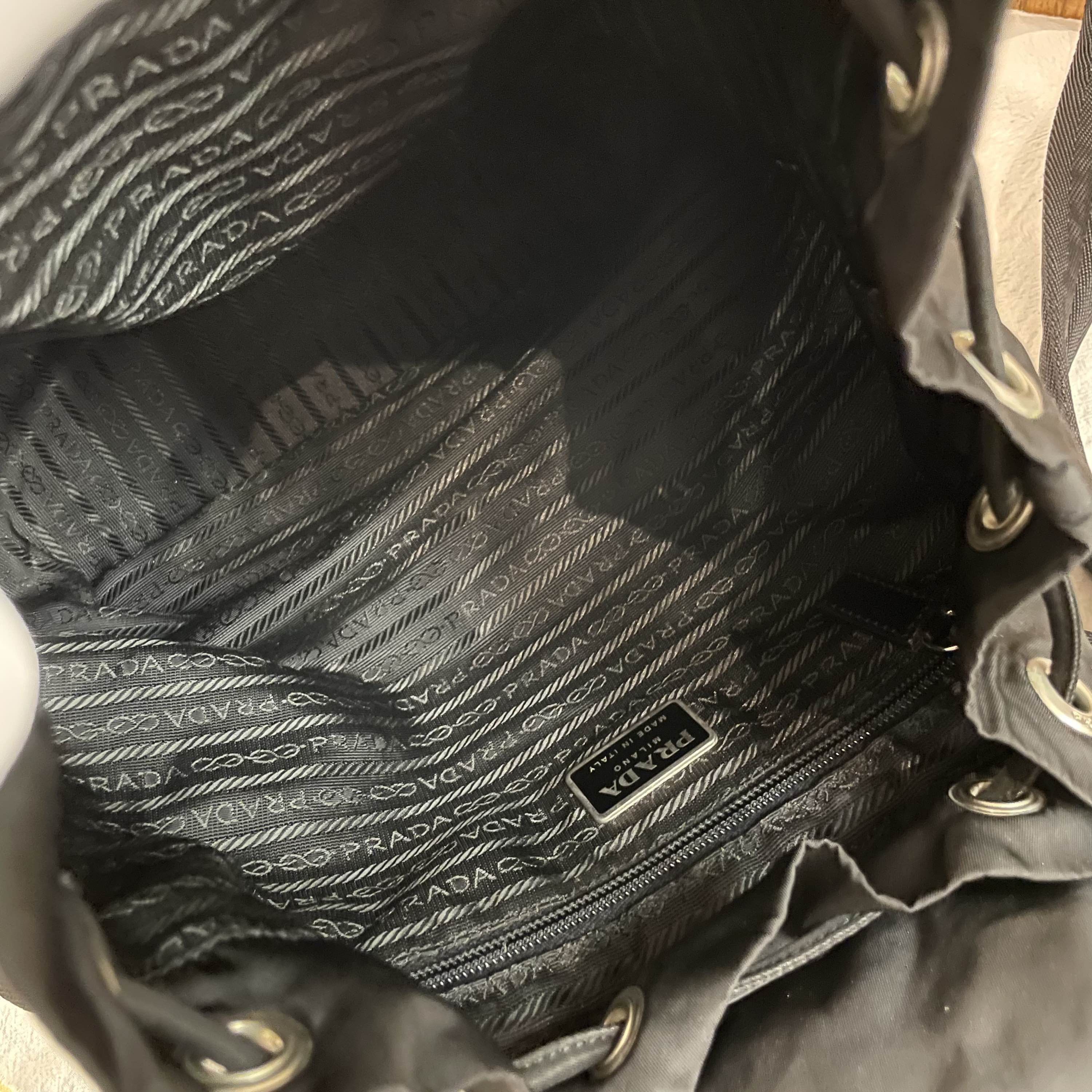Prada Black Nylon Drawstring Backpack with Buckle Closure Size ONE SIZE - 5 Thumbnail