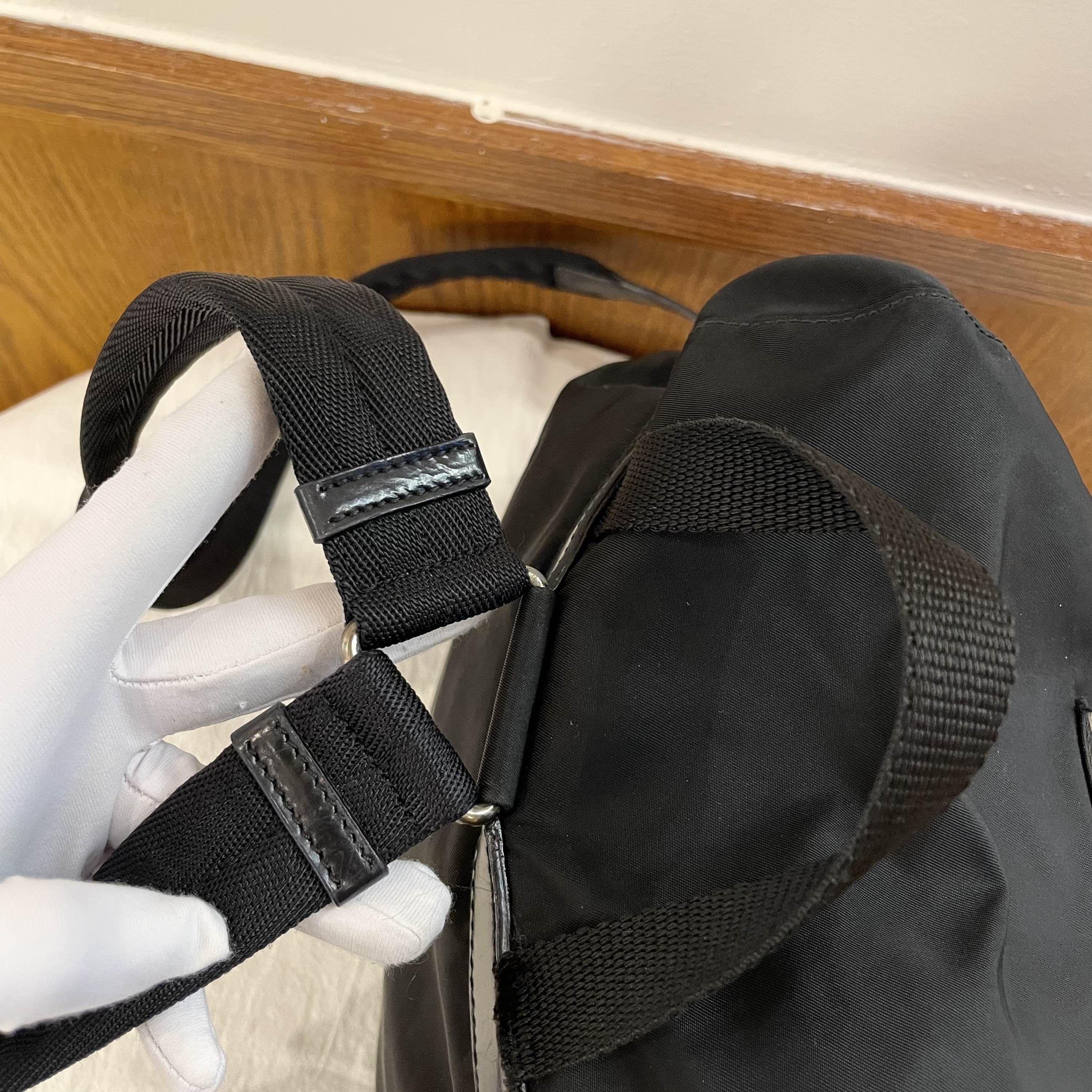 Prada Black Nylon Drawstring Backpack with Buckle Closure Size ONE SIZE - 12 Thumbnail