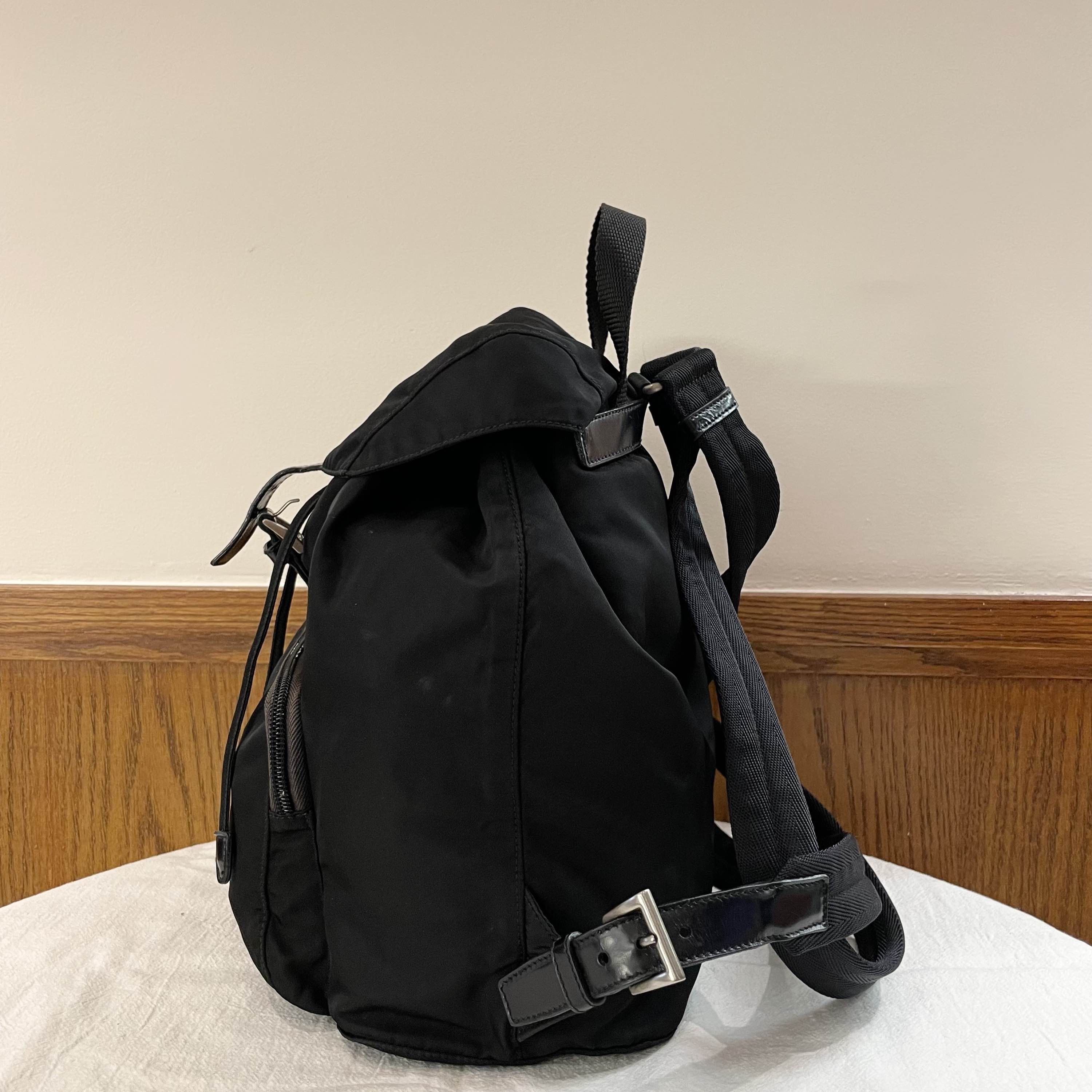 Prada Black Nylon Drawstring Backpack with Buckle Closure Size ONE SIZE - 18 Thumbnail