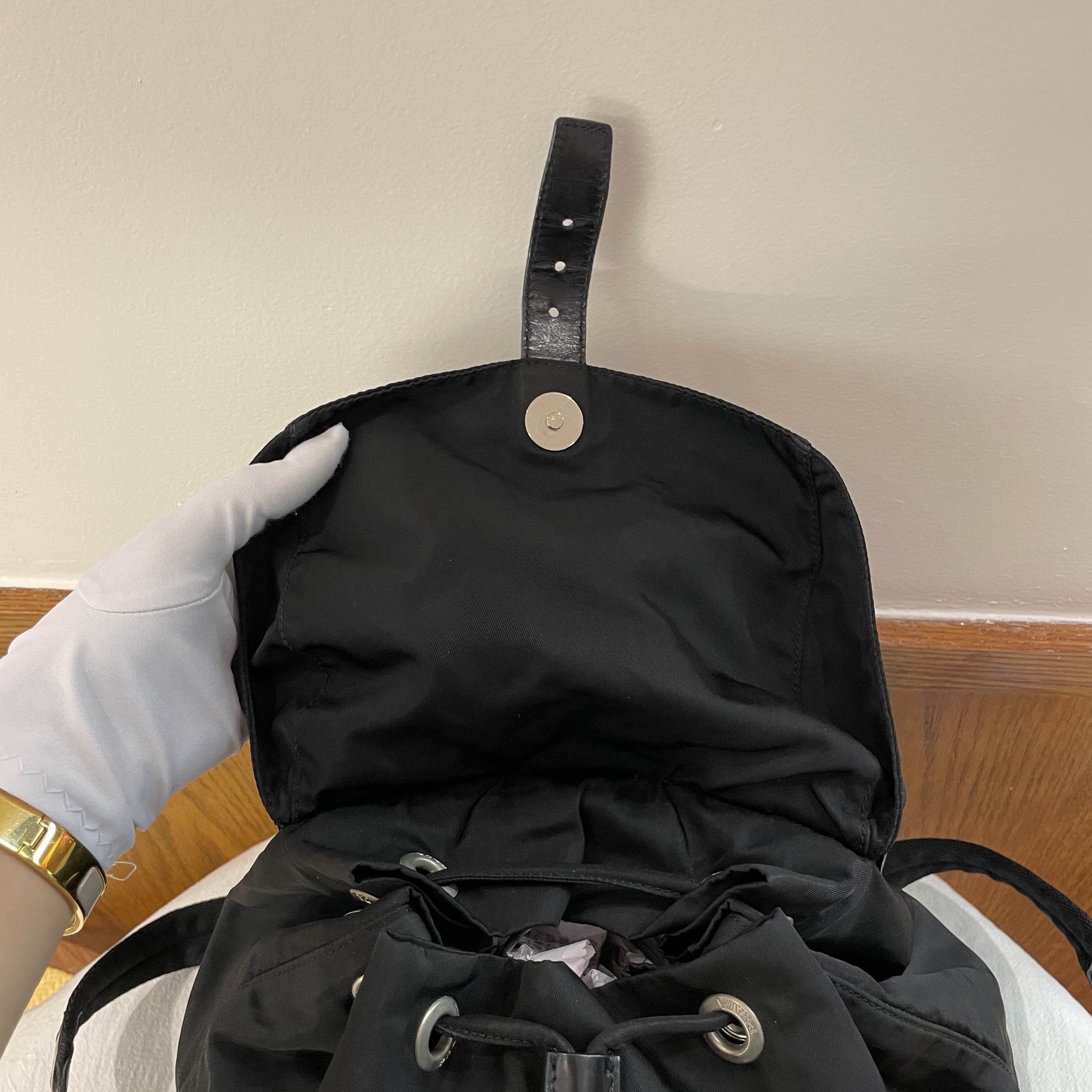 Prada Black Nylon Drawstring Backpack with Buckle Closure Size ONE SIZE - 17 Thumbnail