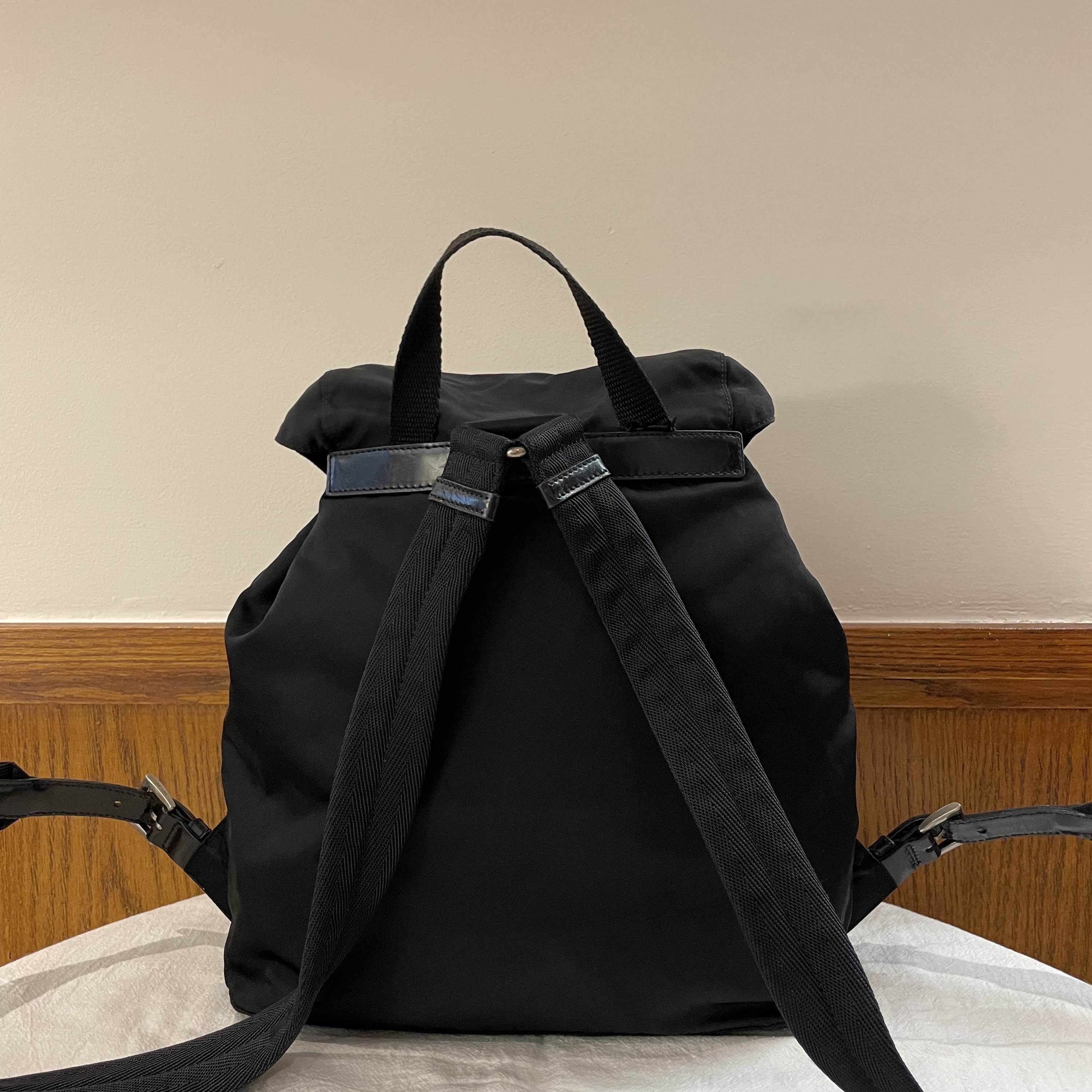Prada Black Nylon Drawstring Backpack with Buckle Closure Size ONE SIZE - 3 Thumbnail