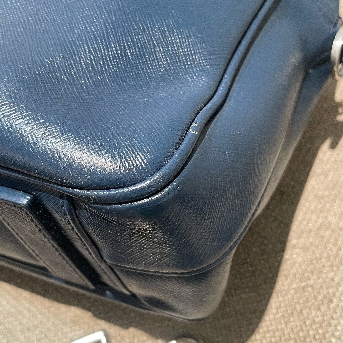 Prada Blue Structured Leather Briefcase Bag Size ONE SIZE - 17 Thumbnail