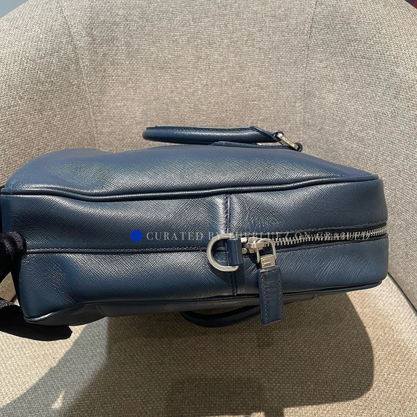 Prada Blue Structured Leather Briefcase Bag Size ONE SIZE - 13 Thumbnail
