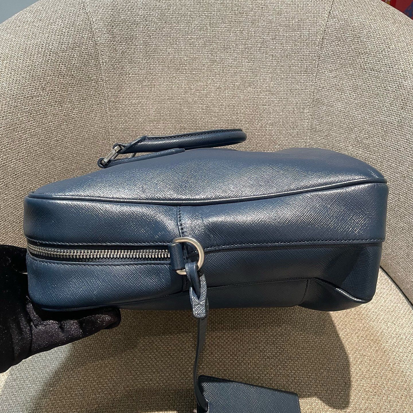 Prada Blue Structured Leather Briefcase Bag Size ONE SIZE - 12 Thumbnail
