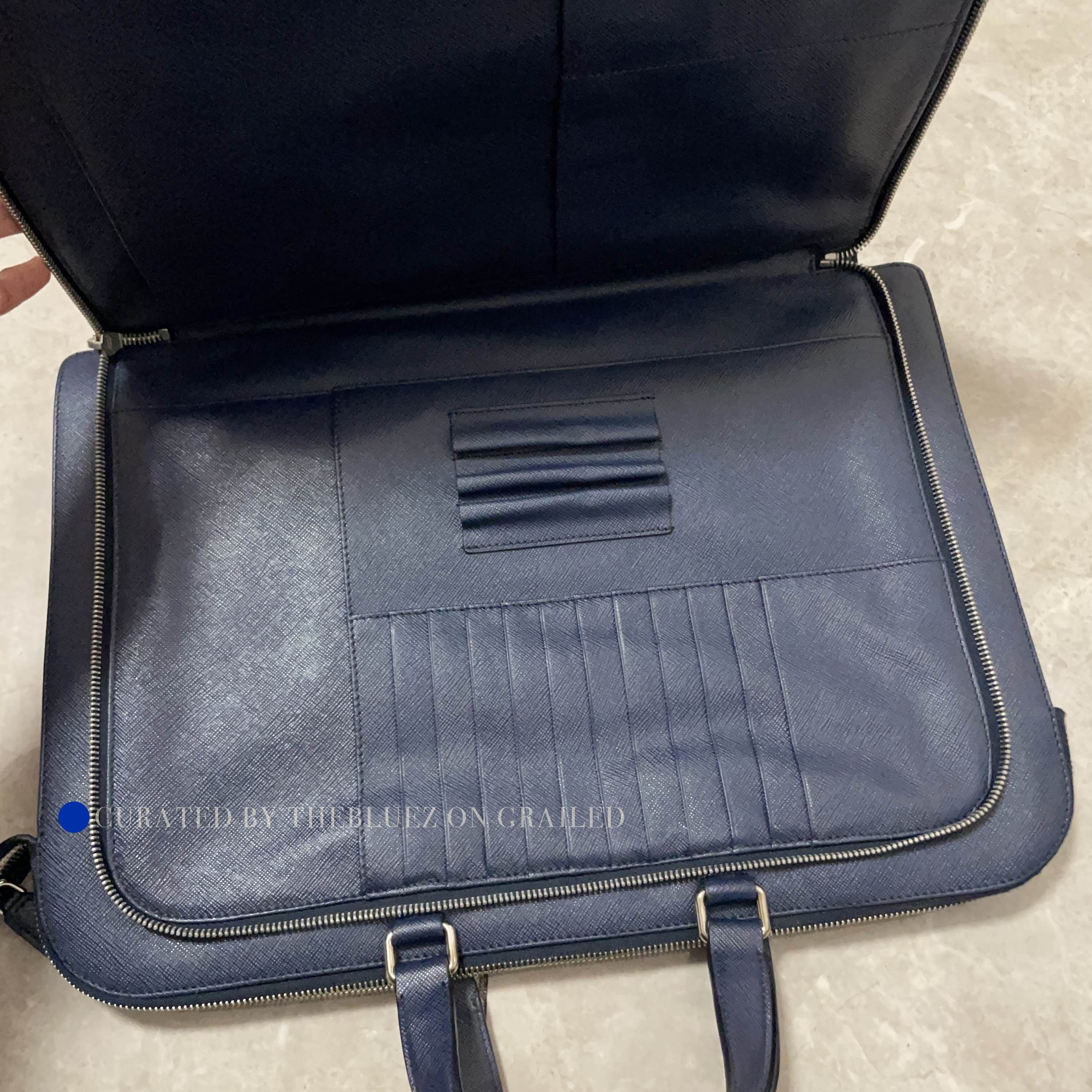 Prada Blue Leather Briefcase with Top Handle Size ONE SIZE - 5 Thumbnail