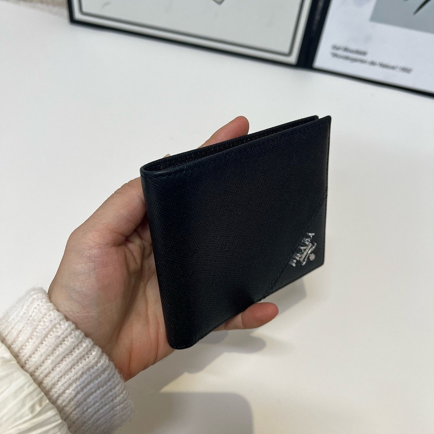 Prada Black Textured Bi-Fold Wallet Size ONE SIZE - 8 Thumbnail