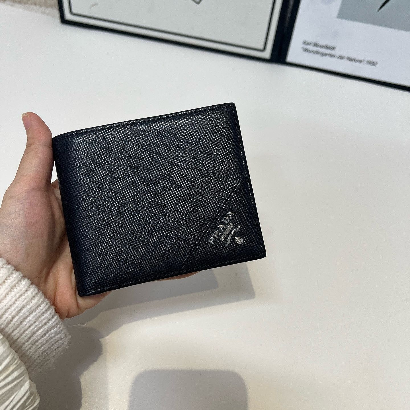 Prada Black Textured Bi-Fold Wallet Size ONE SIZE - 9 Thumbnail