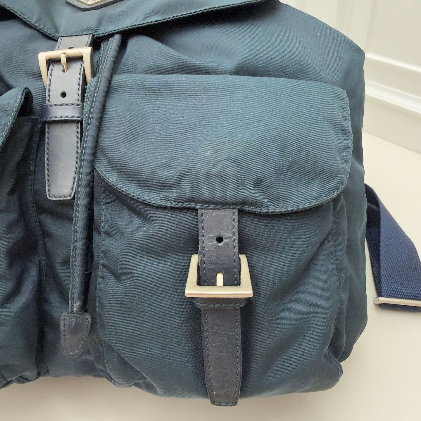 Prada Blue Nylon Backpack with Buckle Closure Size ONE SIZE - 20 Thumbnail