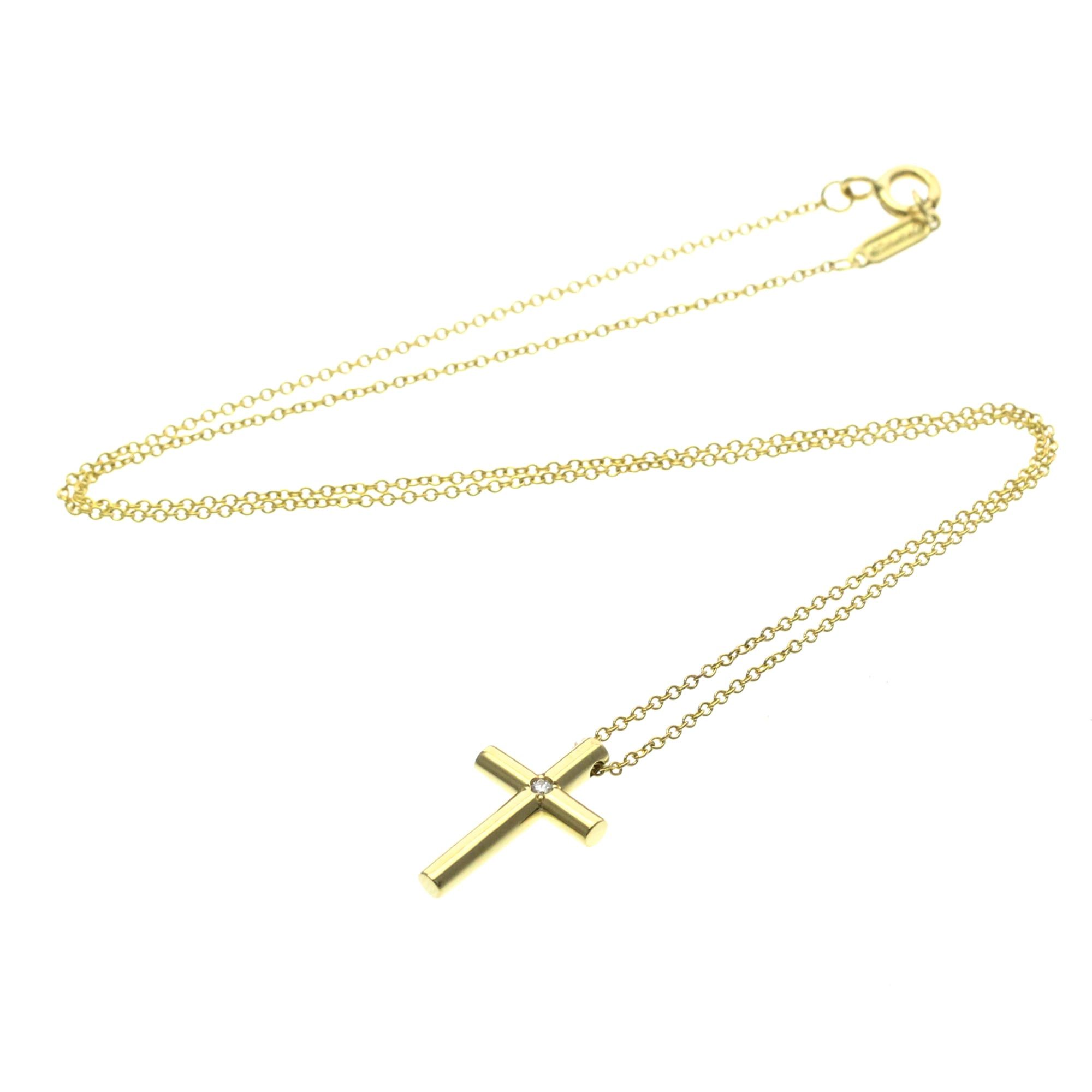 Tiffany & Co. TIFFANY Cross Necklace With 1PD Diamond Yellow Gold (18K) Diamond Polished Size ONE SIZE - 13 Thumbnail