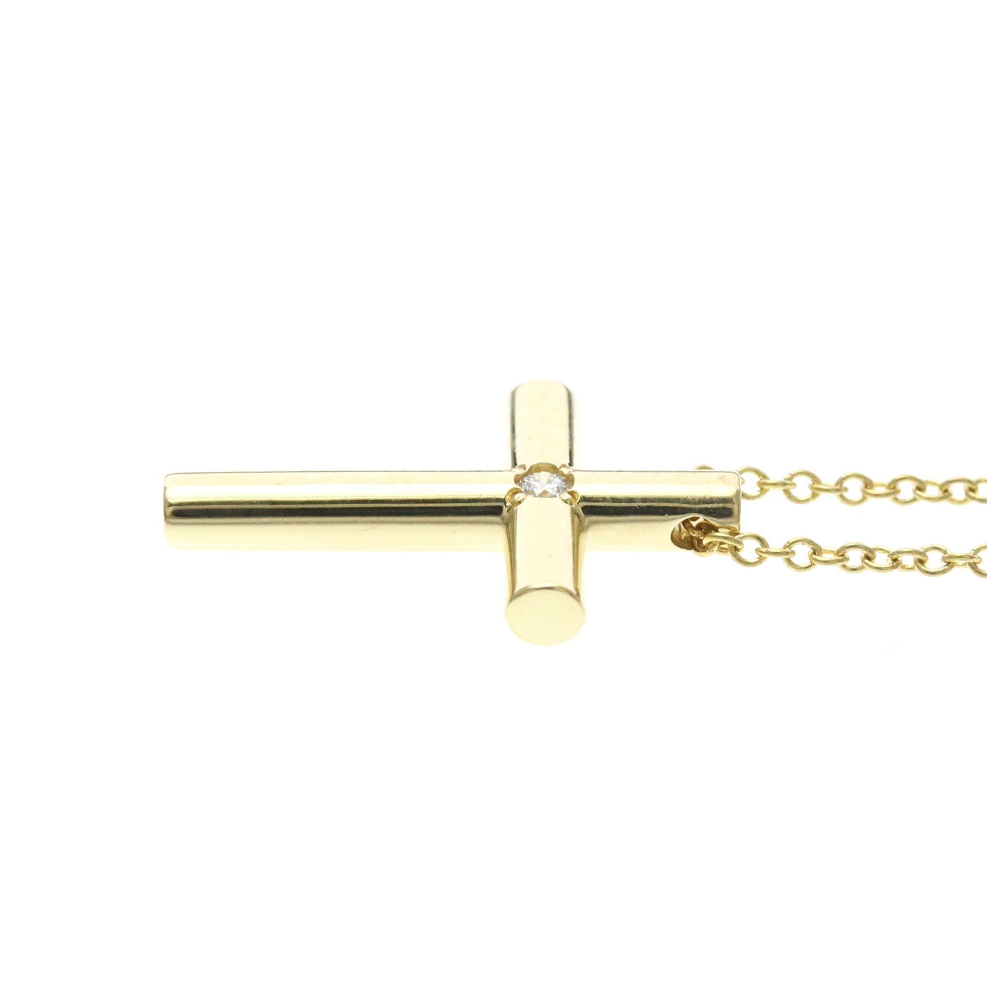 Tiffany & Co. TIFFANY Cross Necklace With 1PD Diamond Yellow Gold (18K) Diamond Polished Size ONE SIZE - 3 Thumbnail