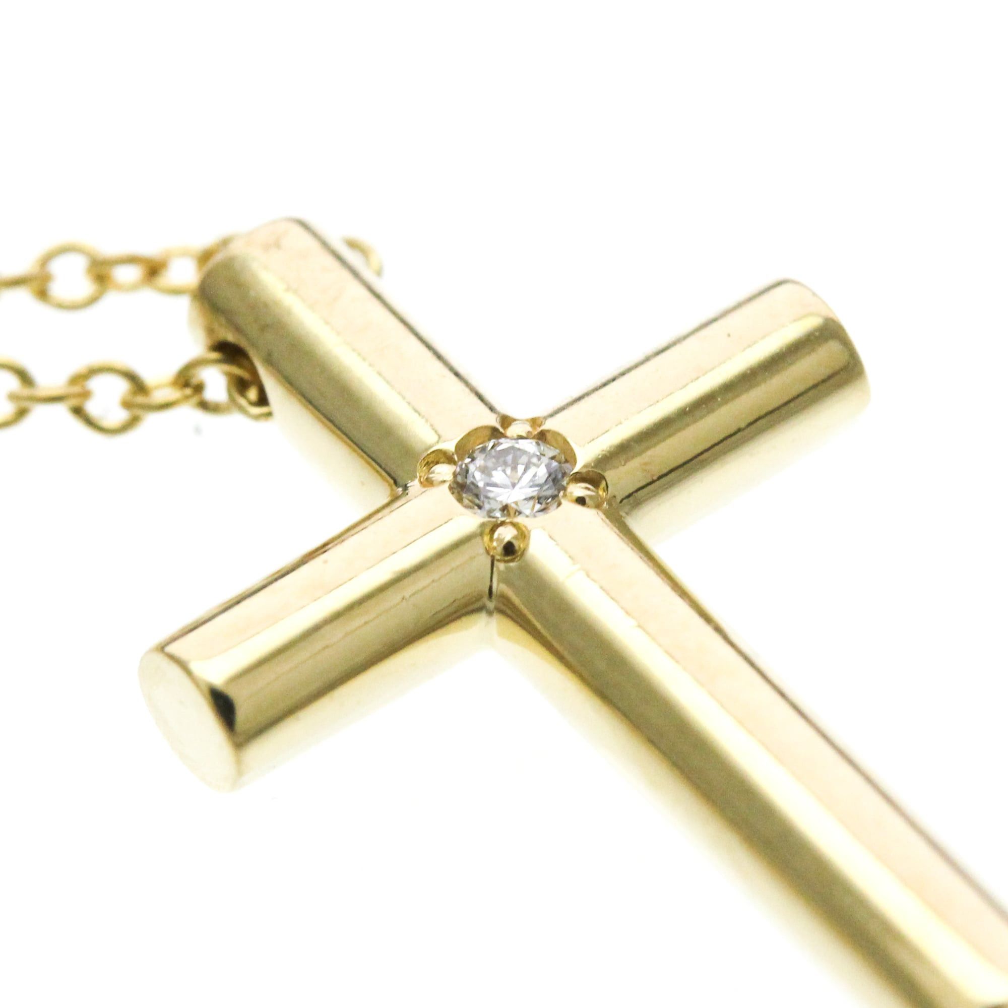 Tiffany & Co. TIFFANY Cross Necklace With 1PD Diamond Yellow Gold (18K) Diamond Polished Size ONE SIZE - 7 Thumbnail