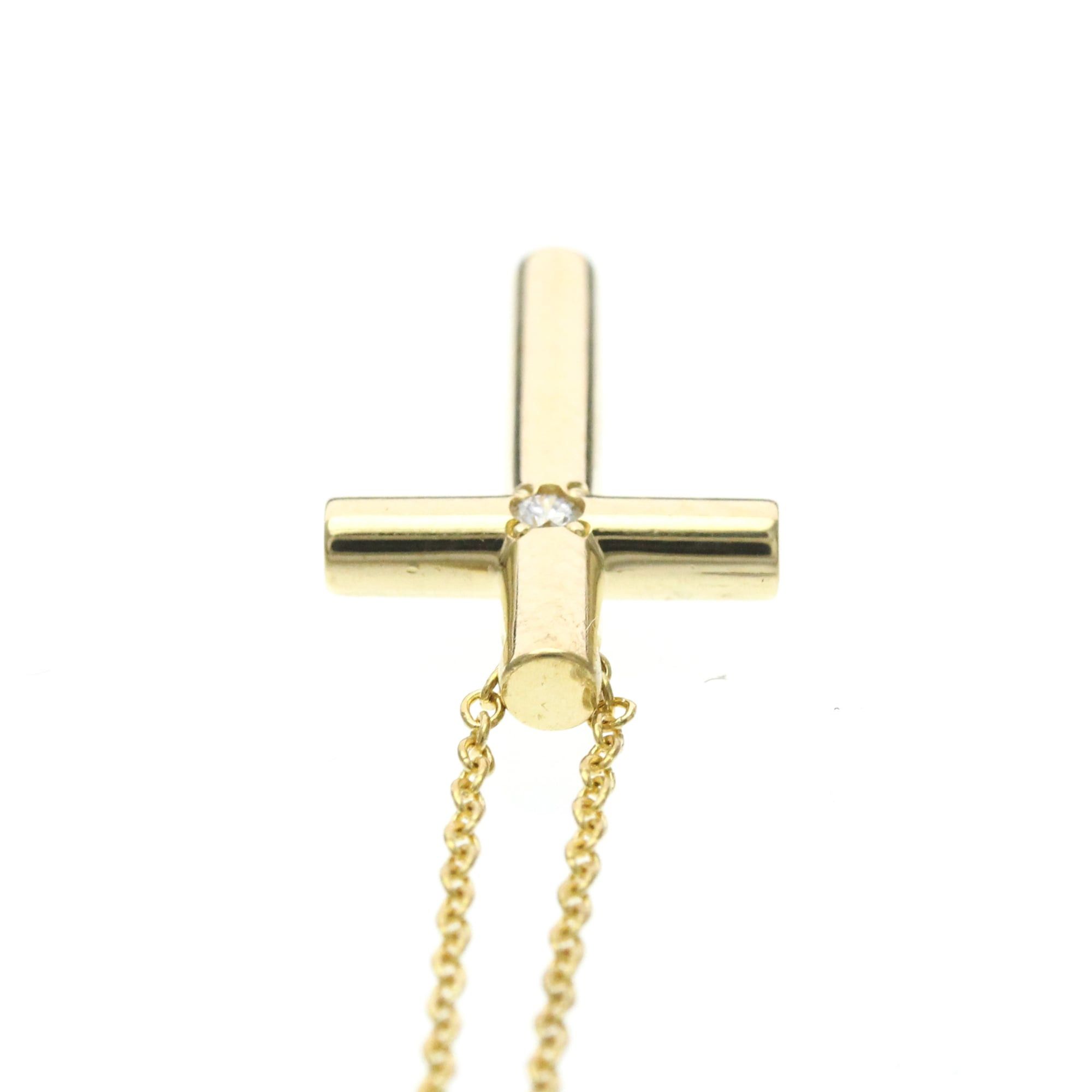 Tiffany & Co. TIFFANY Cross Necklace With 1PD Diamond Yellow Gold (18K) Diamond Polished Size ONE SIZE - 6 Thumbnail