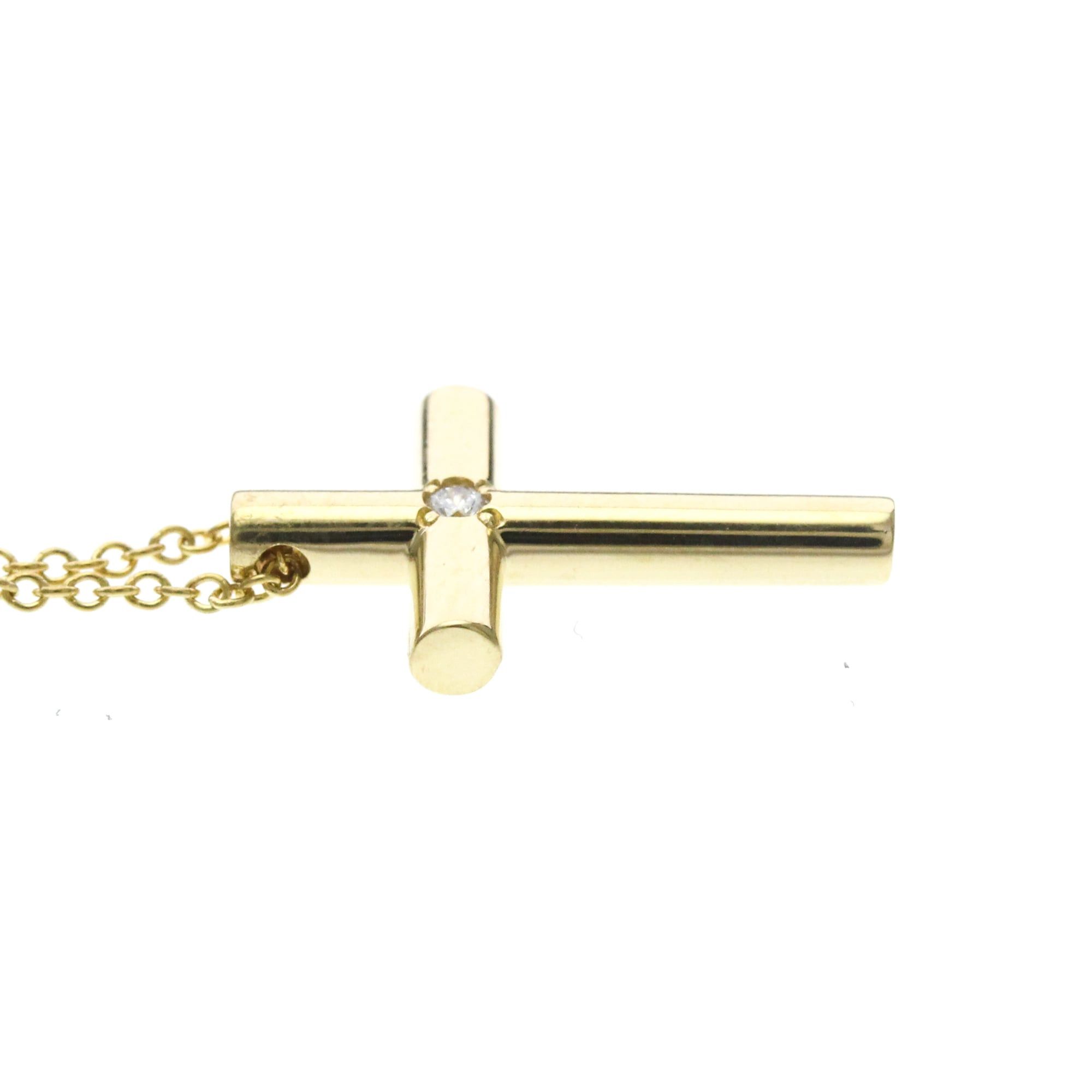 Tiffany & Co. TIFFANY Cross Necklace With 1PD Diamond Yellow Gold (18K) Diamond Polished Size ONE SIZE - 5 Thumbnail