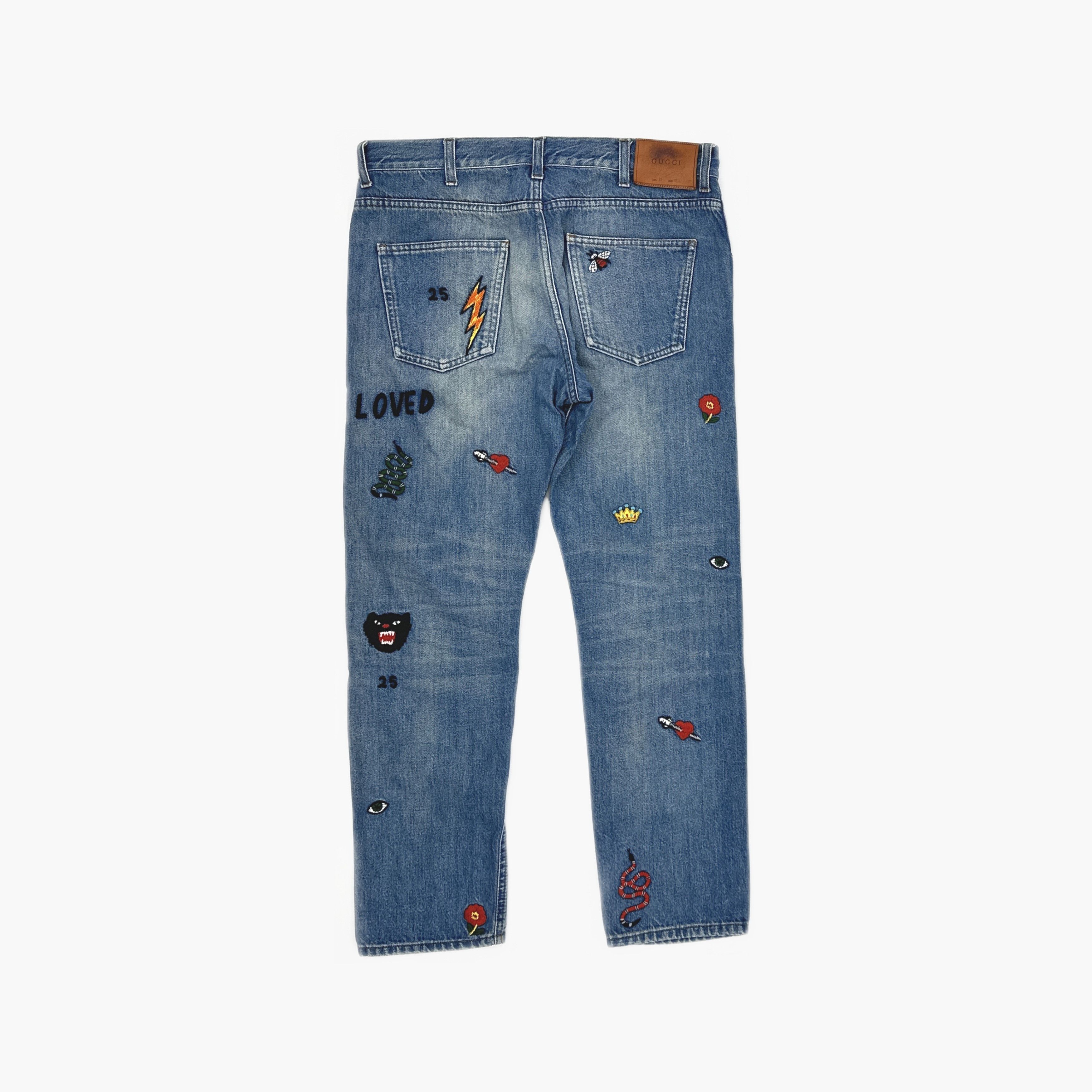 Gucci Gucci Patch Embroidery Denim Jeans Size 33 Size US 33 - 2 Thumbnail