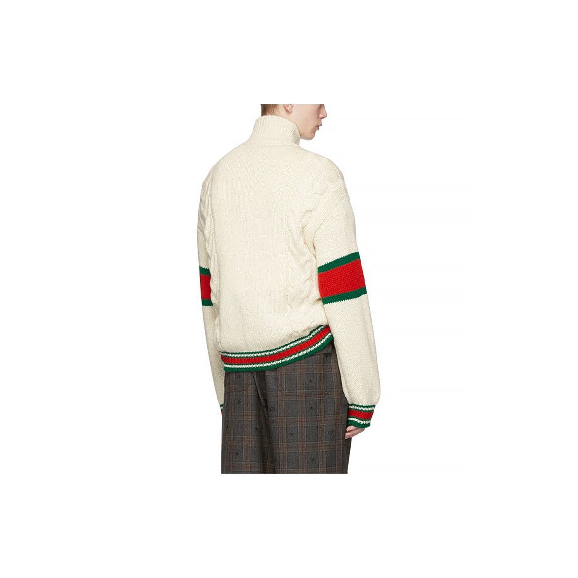 Gucci Gucci Cable Knit Web Stripe Zip Up Sweater Size M Size US M / EU 48-50 / 2 - 5 Thumbnail