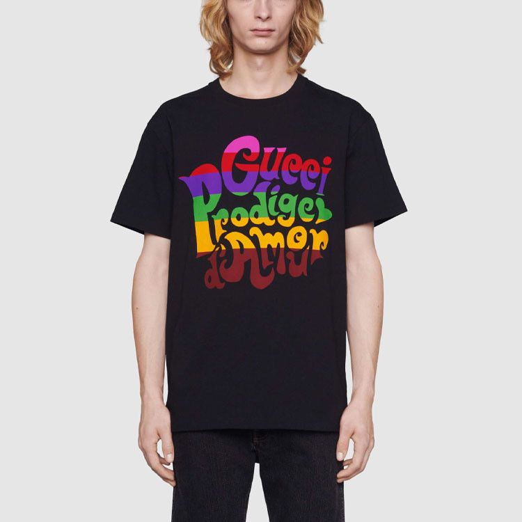Gucci Gucci Rainbow Logo Graphic T-Shirt Black Size L Size US L / EU 52-54 / 3 - 12 Thumbnail
