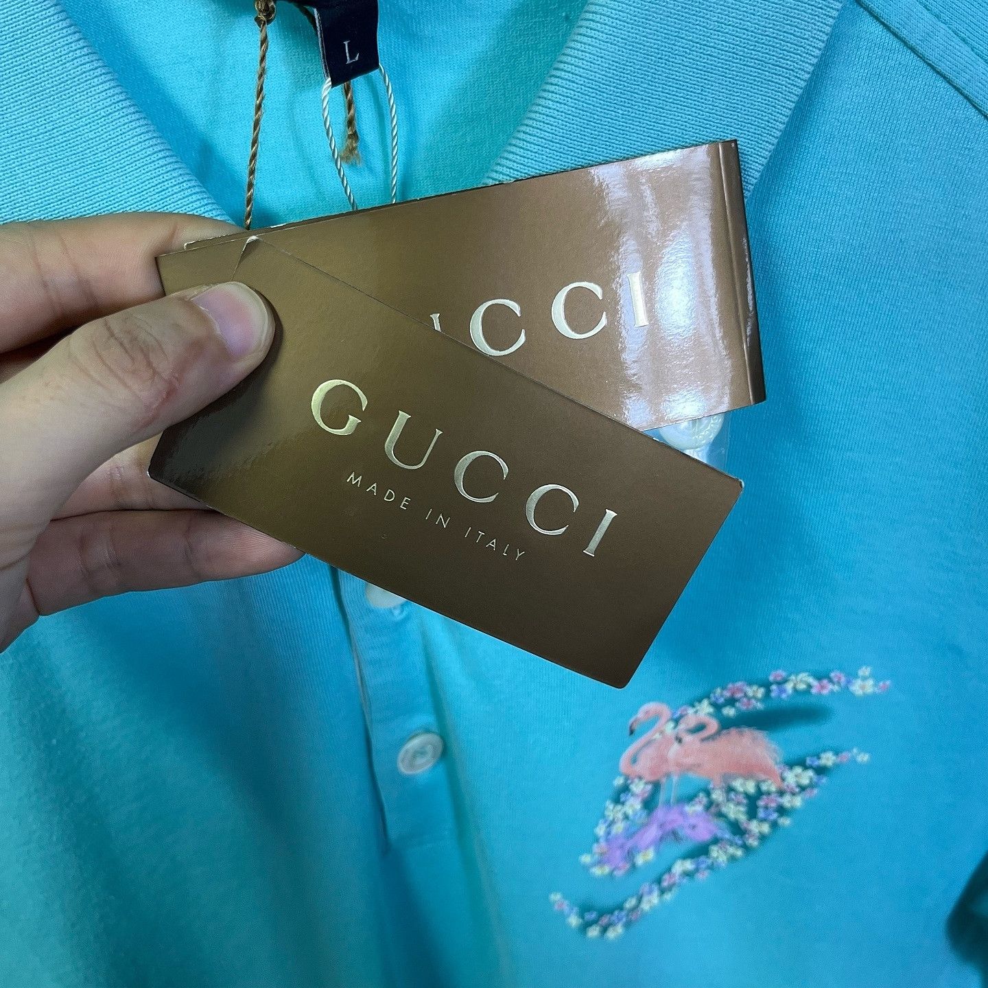 Gucci Gucci Flamingo Embroidery Polo Shirt Size L Size US L / EU 52-54 / 3 - 5 Thumbnail