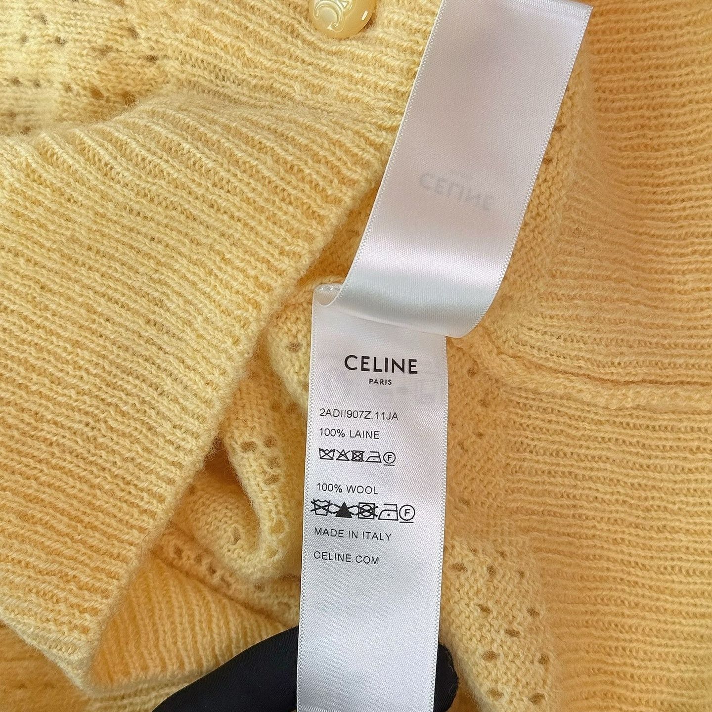 Celine Celine Pointelle Knit Cardigan Yellow Size M Size M / US 6-8 / IT 42-44 - 10 Thumbnail