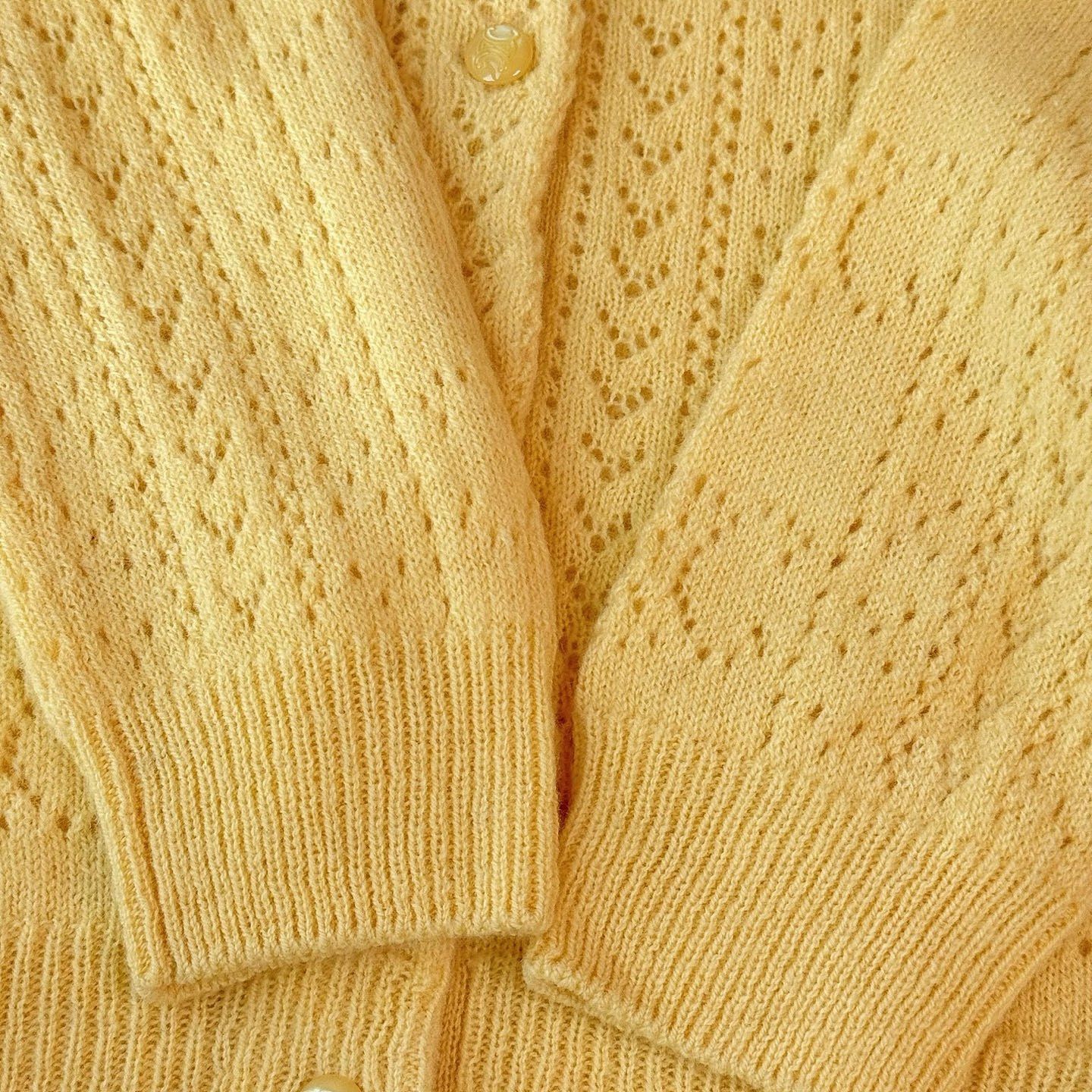 Celine Celine Pointelle Knit Cardigan Yellow Size M Size M / US 6-8 / IT 42-44 - 7 Thumbnail