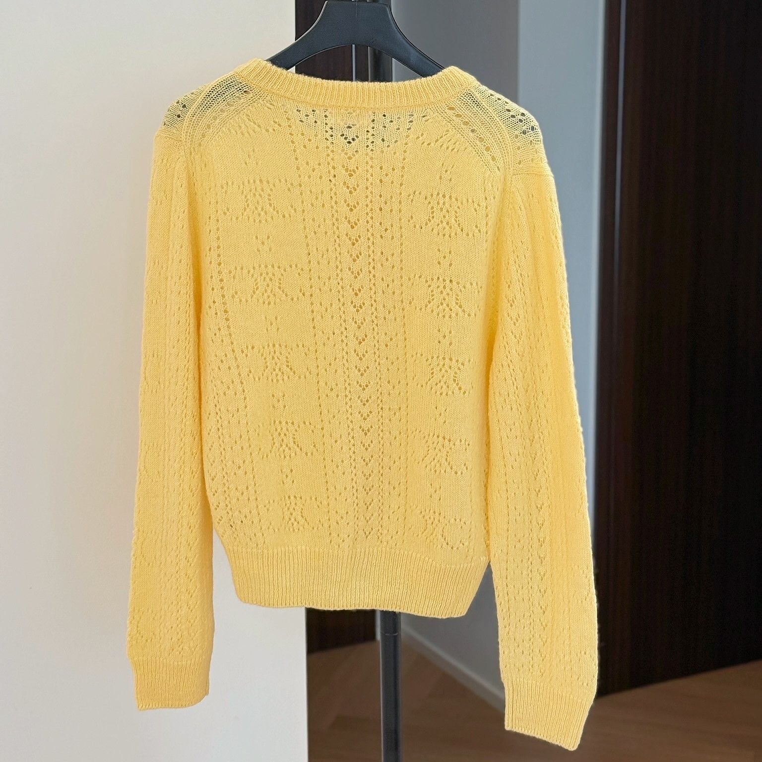 Celine Celine Pointelle Knit Cardigan Yellow Size M Size M / US 6-8 / IT 42-44 - 2 Thumbnail
