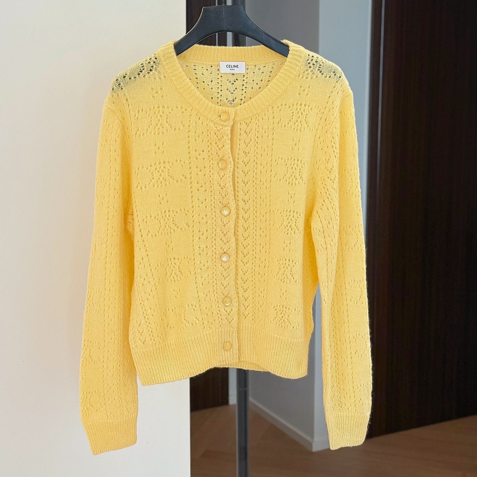 Celine Celine Pointelle Knit Cardigan Yellow Size M Size M / US 6-8 / IT 42-44 - 5 Thumbnail