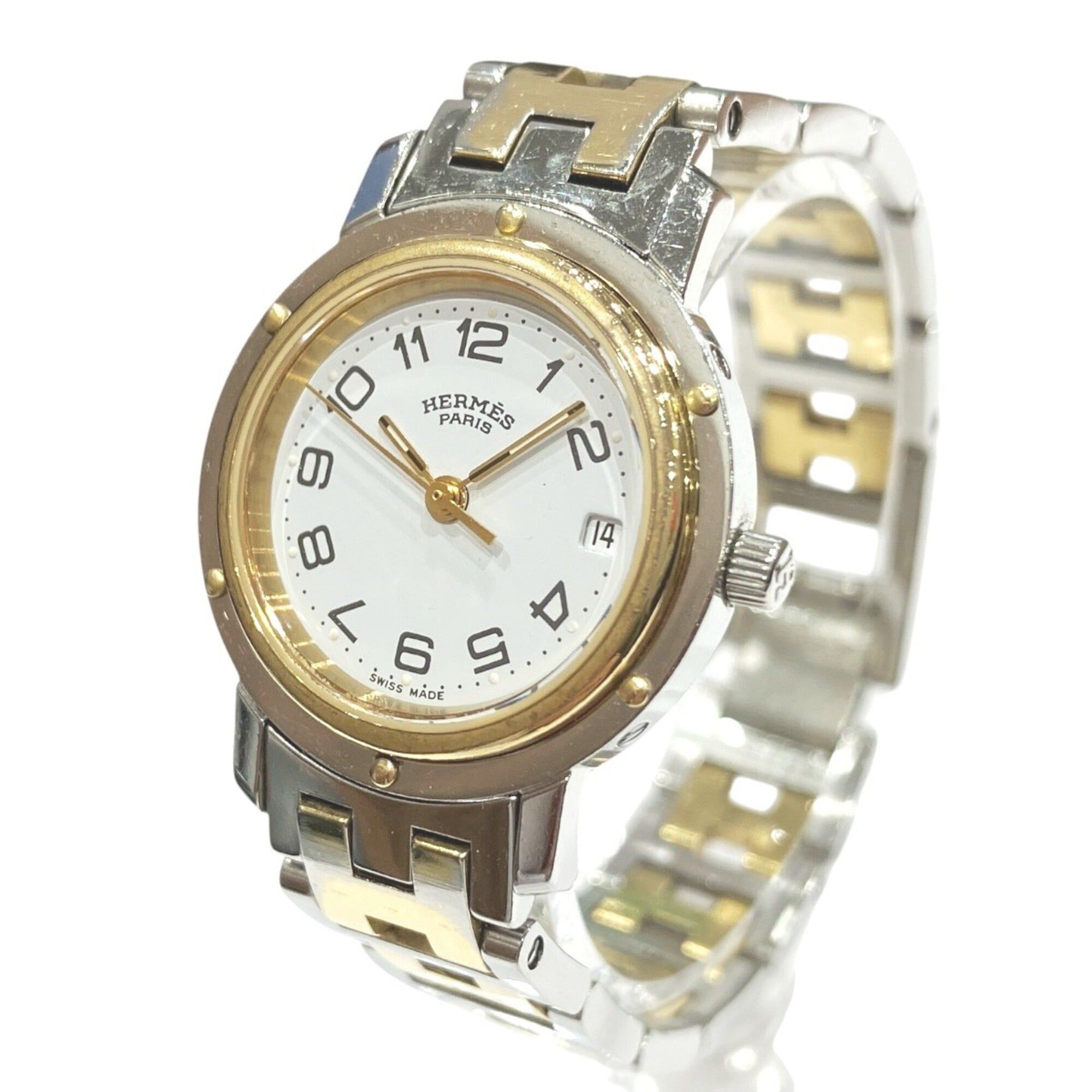 Hermes Hermes Clipper watch, total weight 36.2g, stainless steel, quartz movement, white dial, CL3.240 Size ONE SIZE - 2 Thumbnail