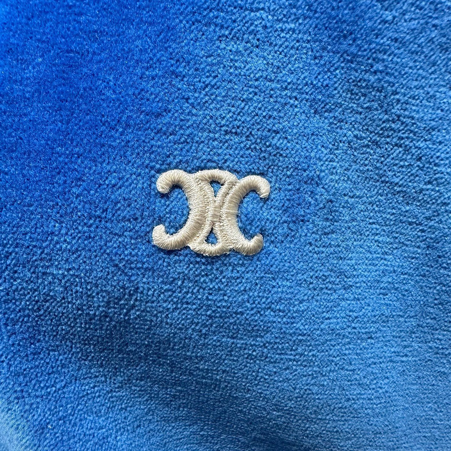 Celine Celine Velvet Logo Zip-Up Track Jacket Blue Size S Size US S / EU 44-46 / 1 - 5 Thumbnail