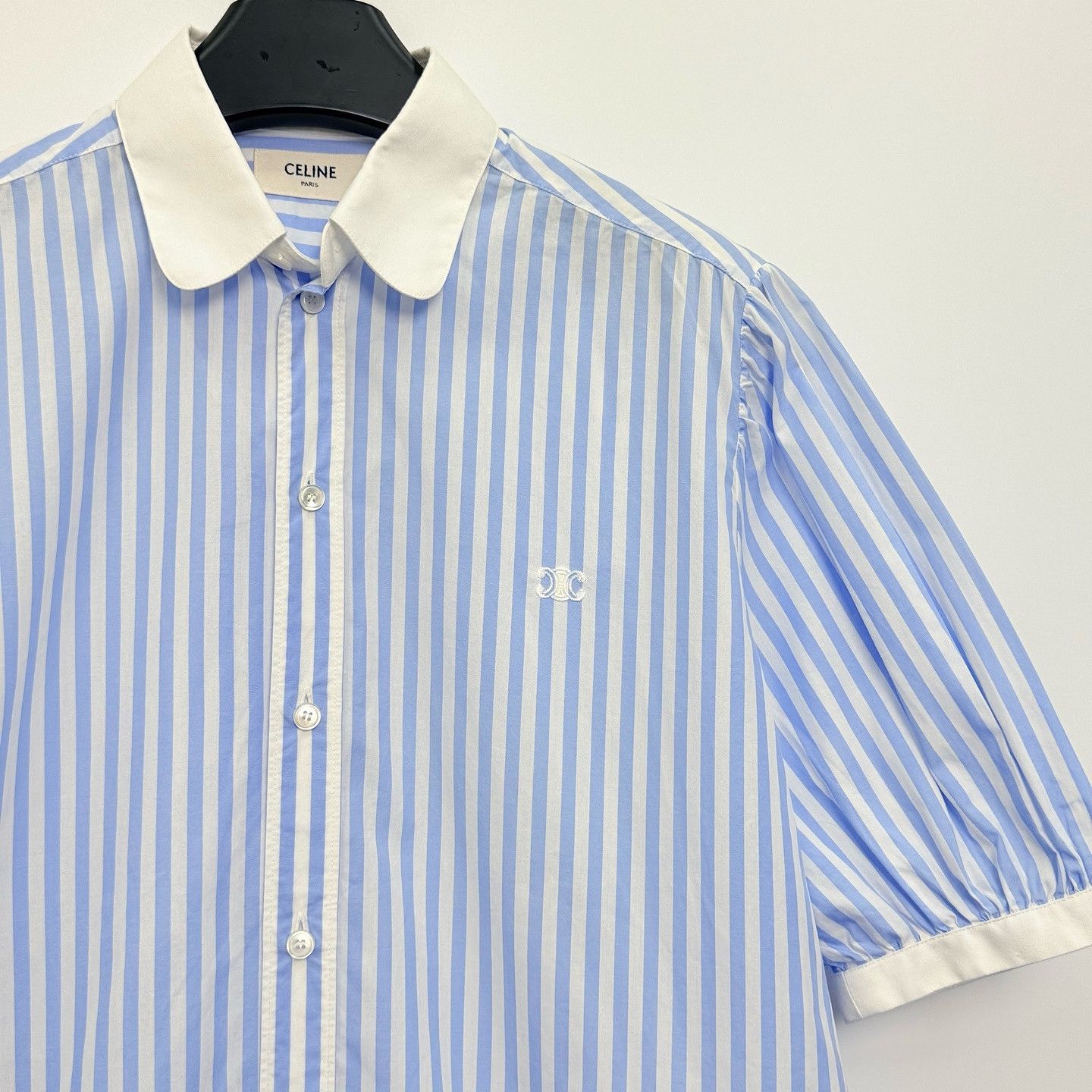 Celine Celine Striped Triomphe Logo Button Up Size 40 Size M / US 6-8 / IT 42-44 - 7 Thumbnail