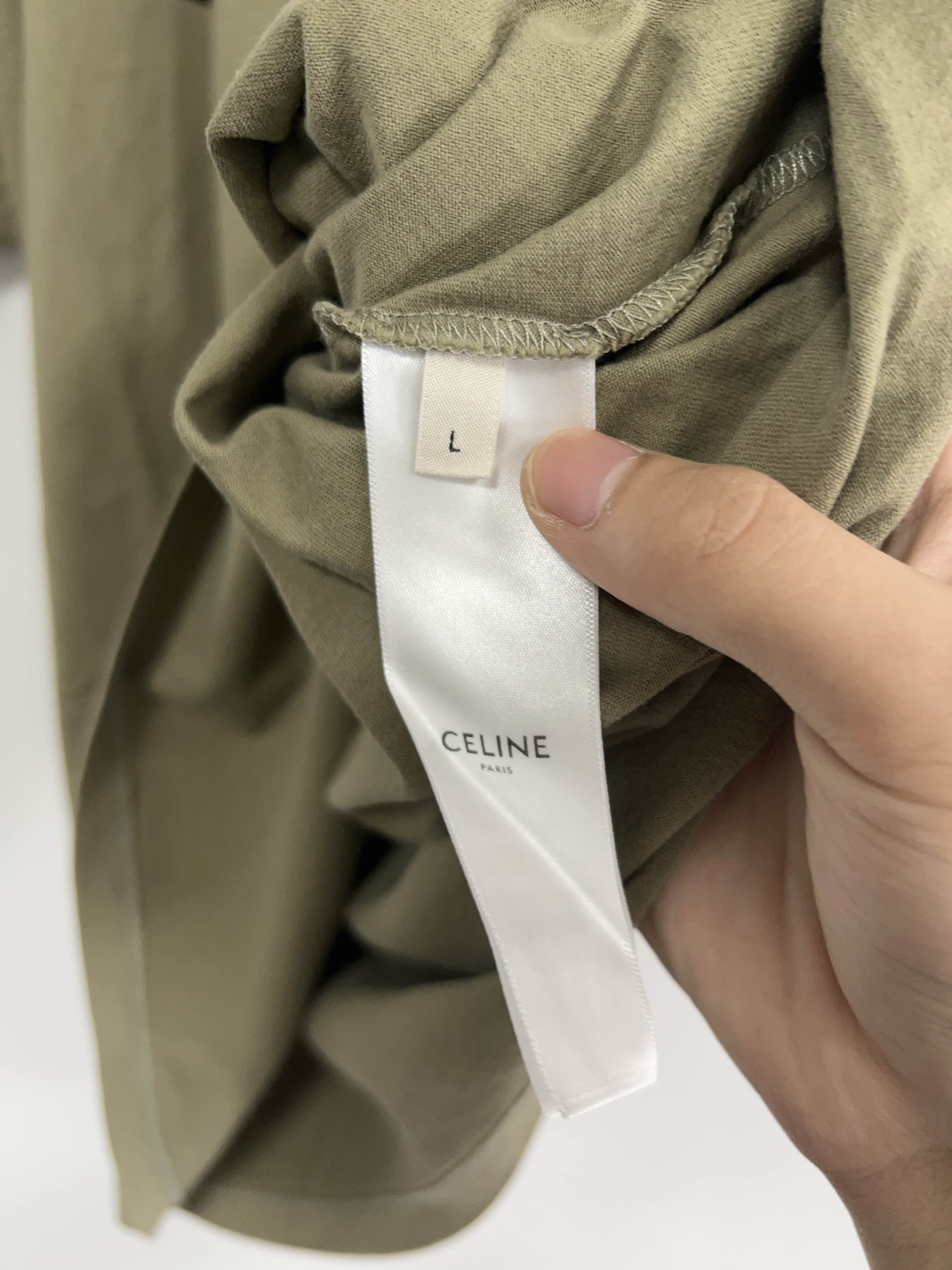 Celine CELINE Logo T-Shirt Olive Size L Size US L / EU 52-54 / 3 - 4 Thumbnail