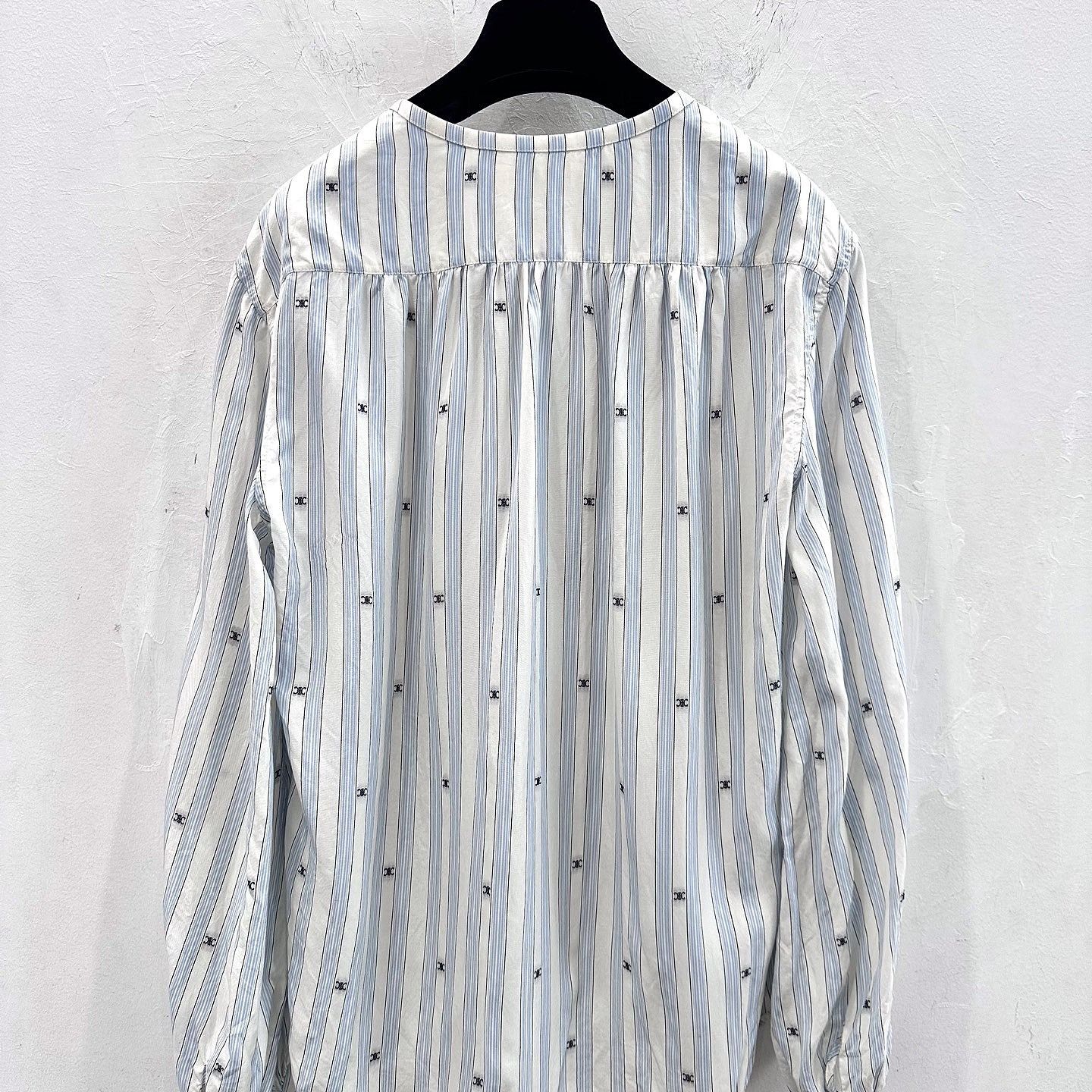 Celine Celine Striped Logo Silk Blouse Size 40 Size M / US 6-8 / IT 42-44 - 2 Thumbnail