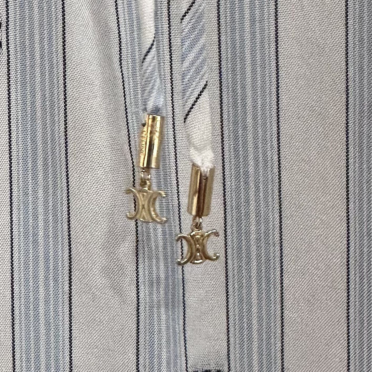 Celine Celine Striped Logo Silk Blouse Size 40 Size M / US 6-8 / IT 42-44 - 5 Thumbnail