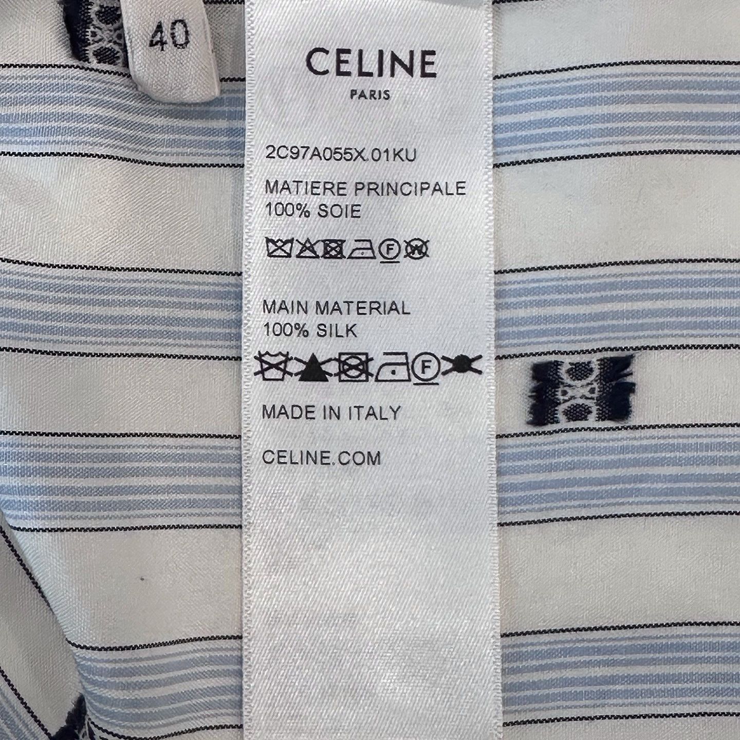 Celine Celine Striped Logo Silk Blouse Size 40 Size M / US 6-8 / IT 42-44 - 6 Thumbnail
